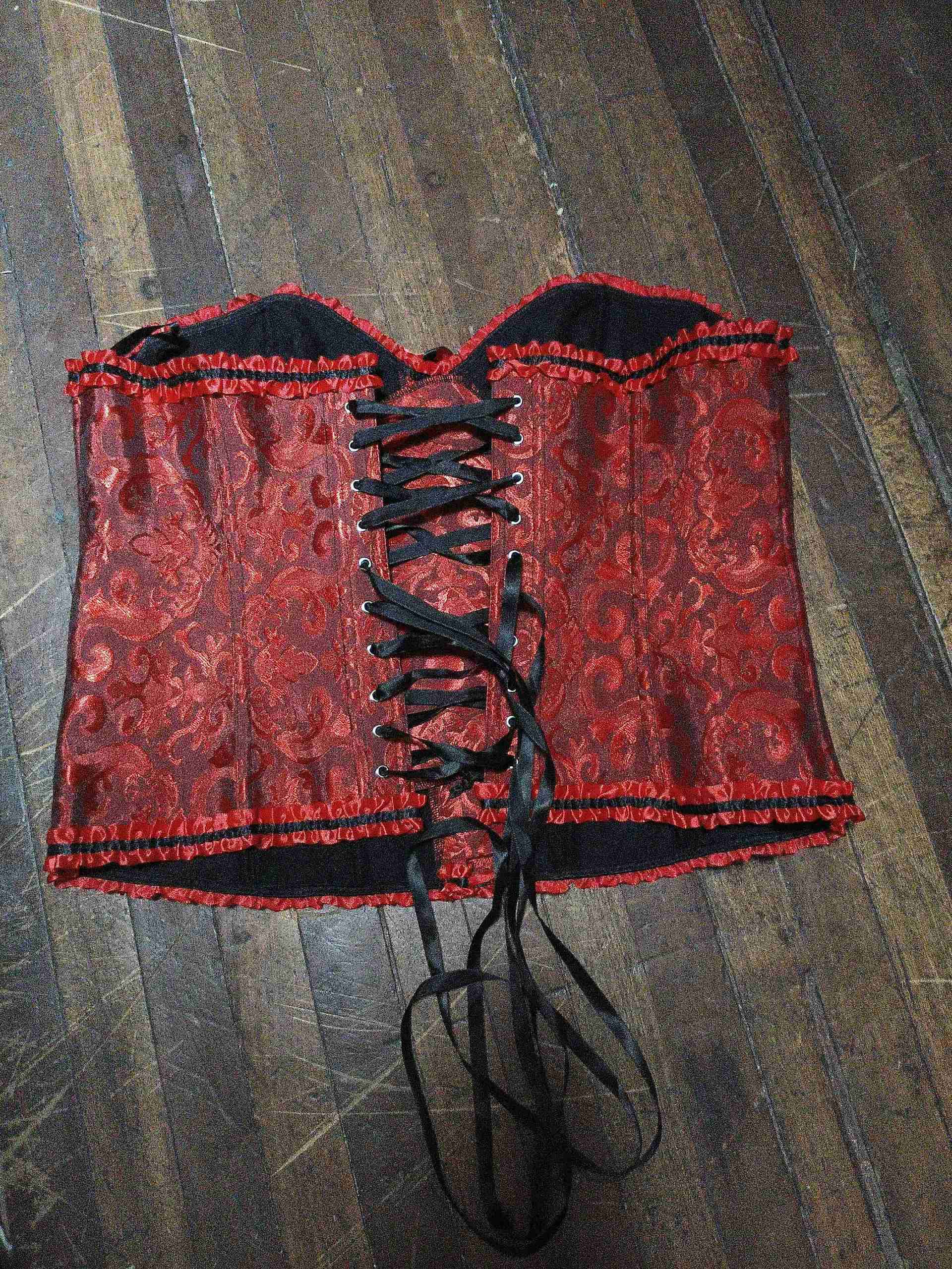 Corset rojo con encaje - miniatura 2