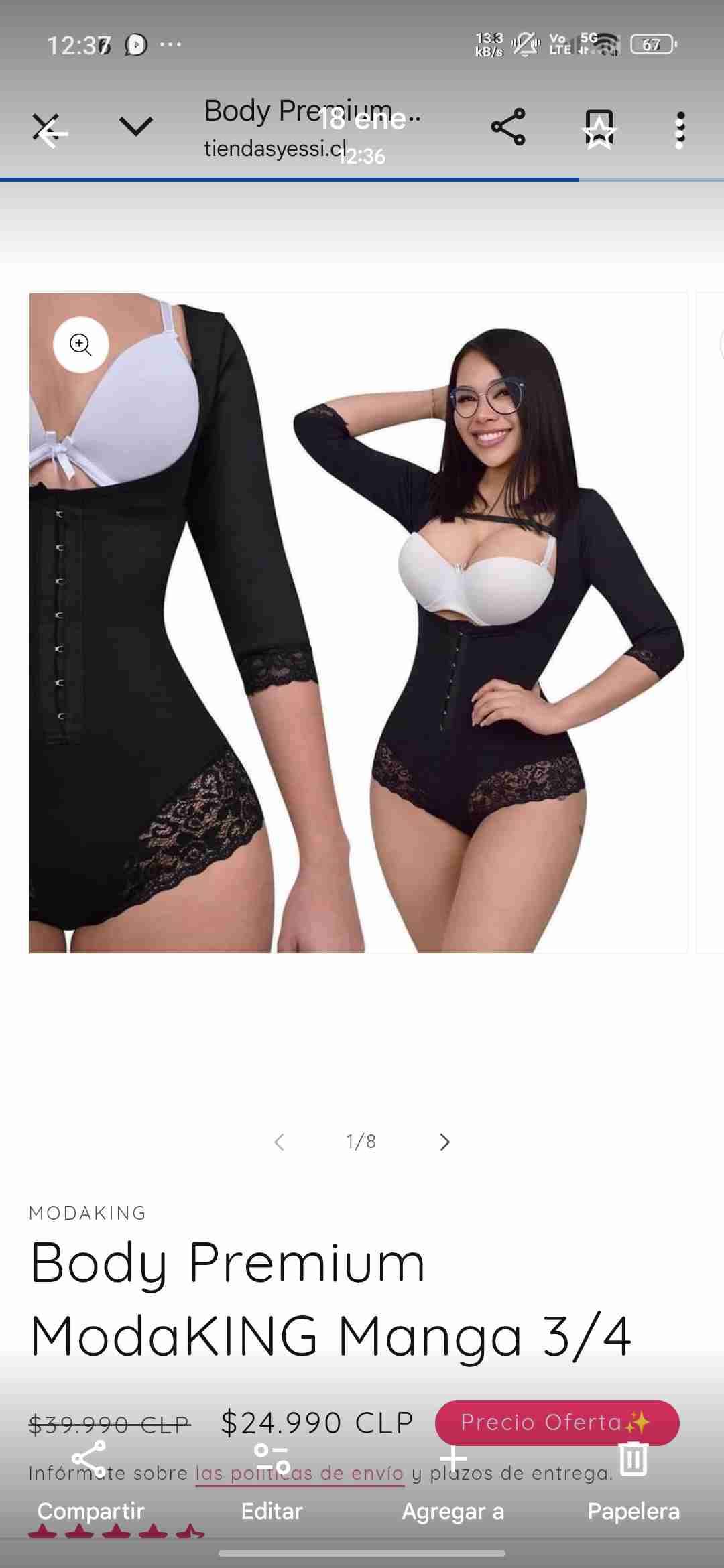 Body premium con manga 3/4