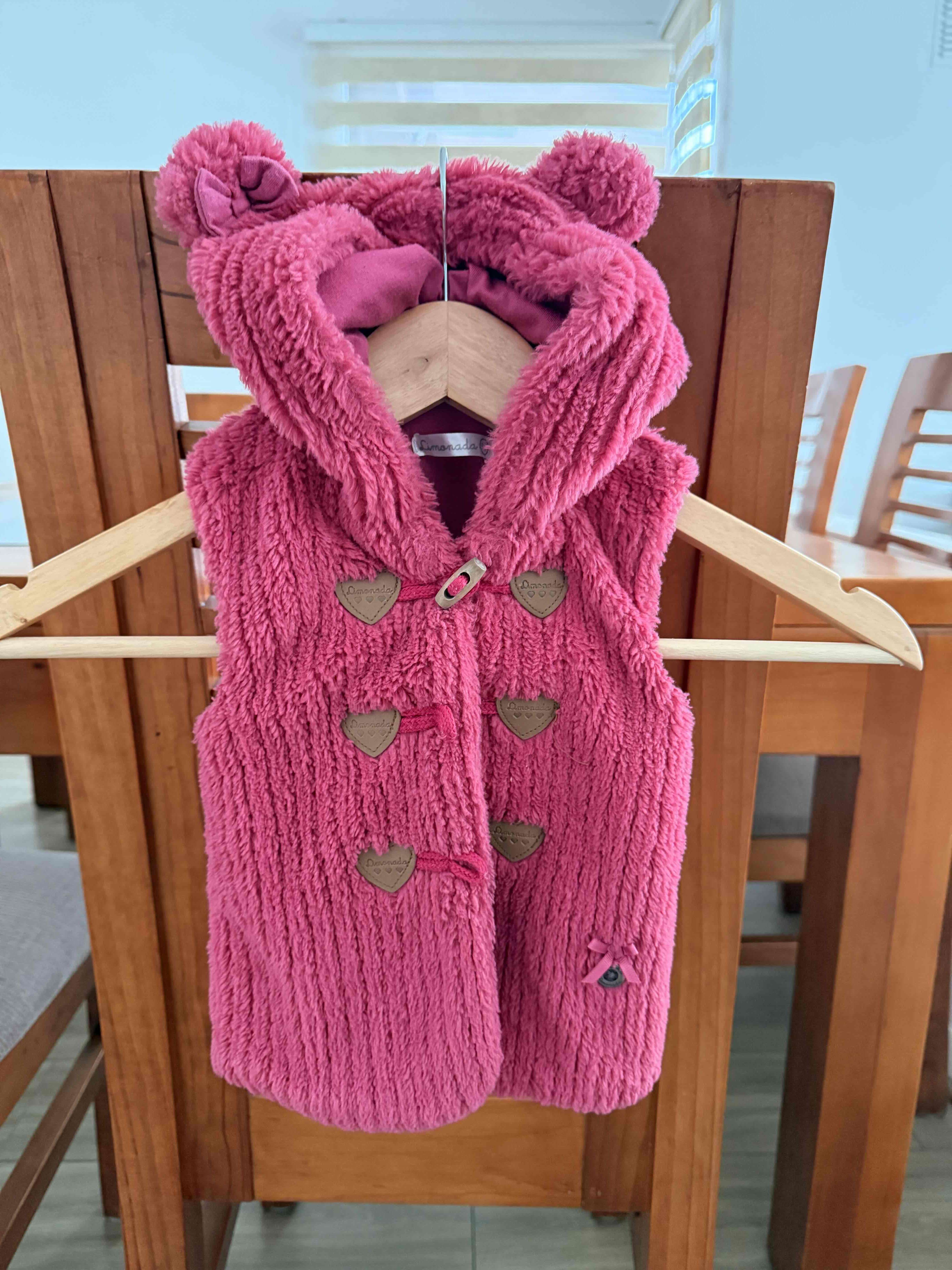 Chaleco peludo rosado para niña colloky 9m