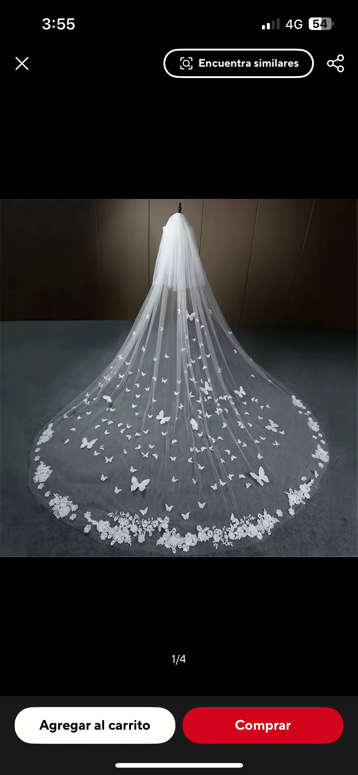 Velo de novia con mariposas 3,5m