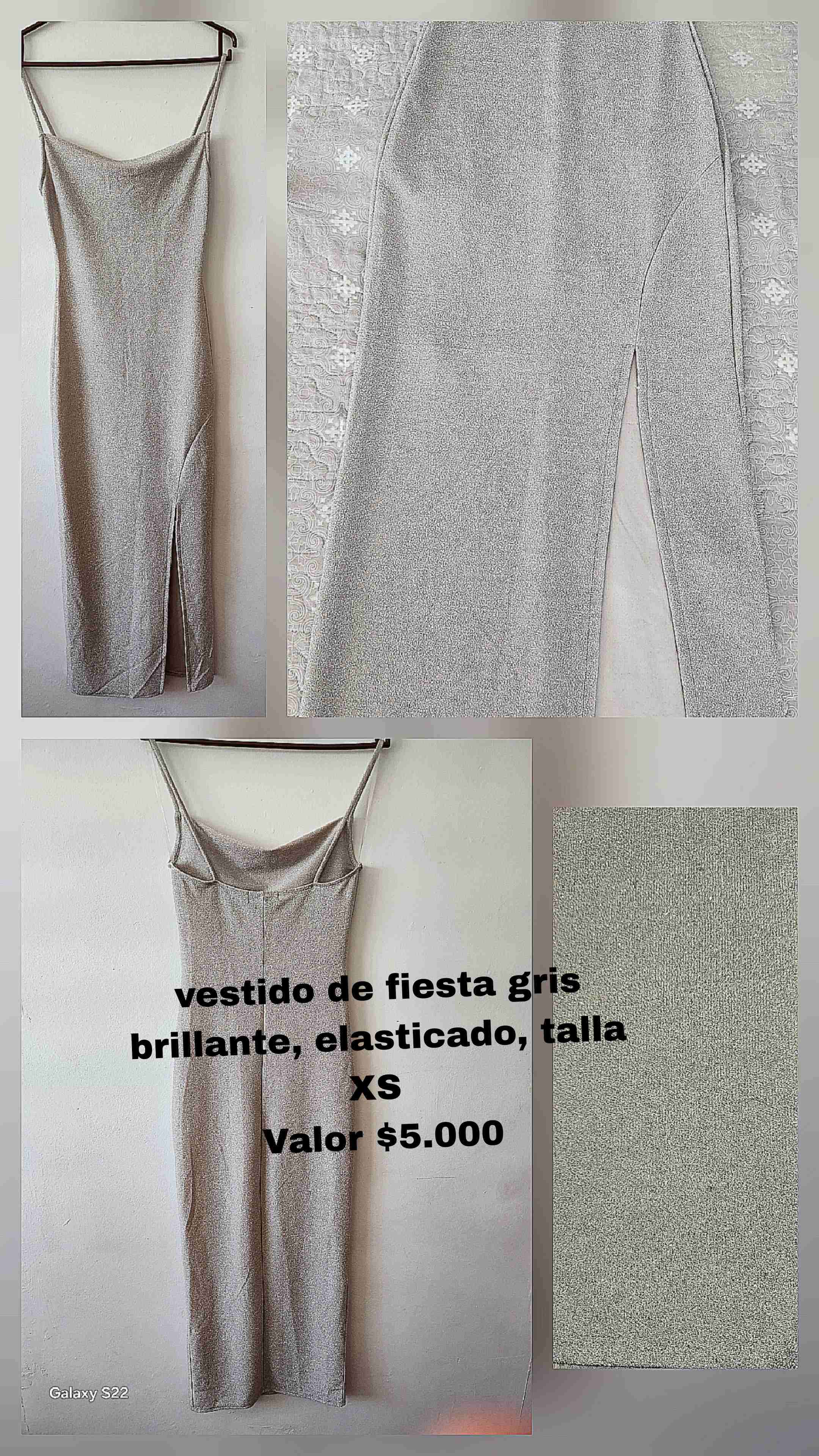 Vestido de fiesta gris brillante