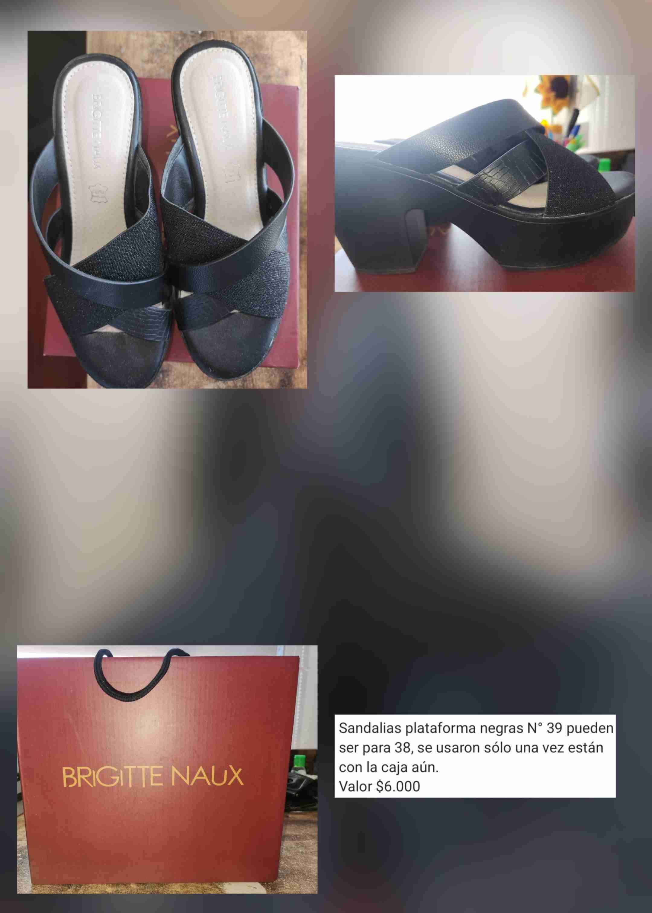 Sandalias plataforma negras N° 39