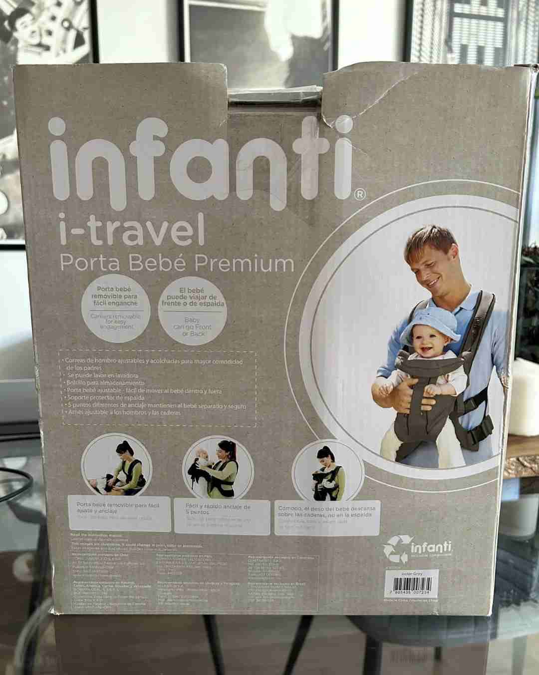Mochila porta bebé gris resistente - miniatura 4