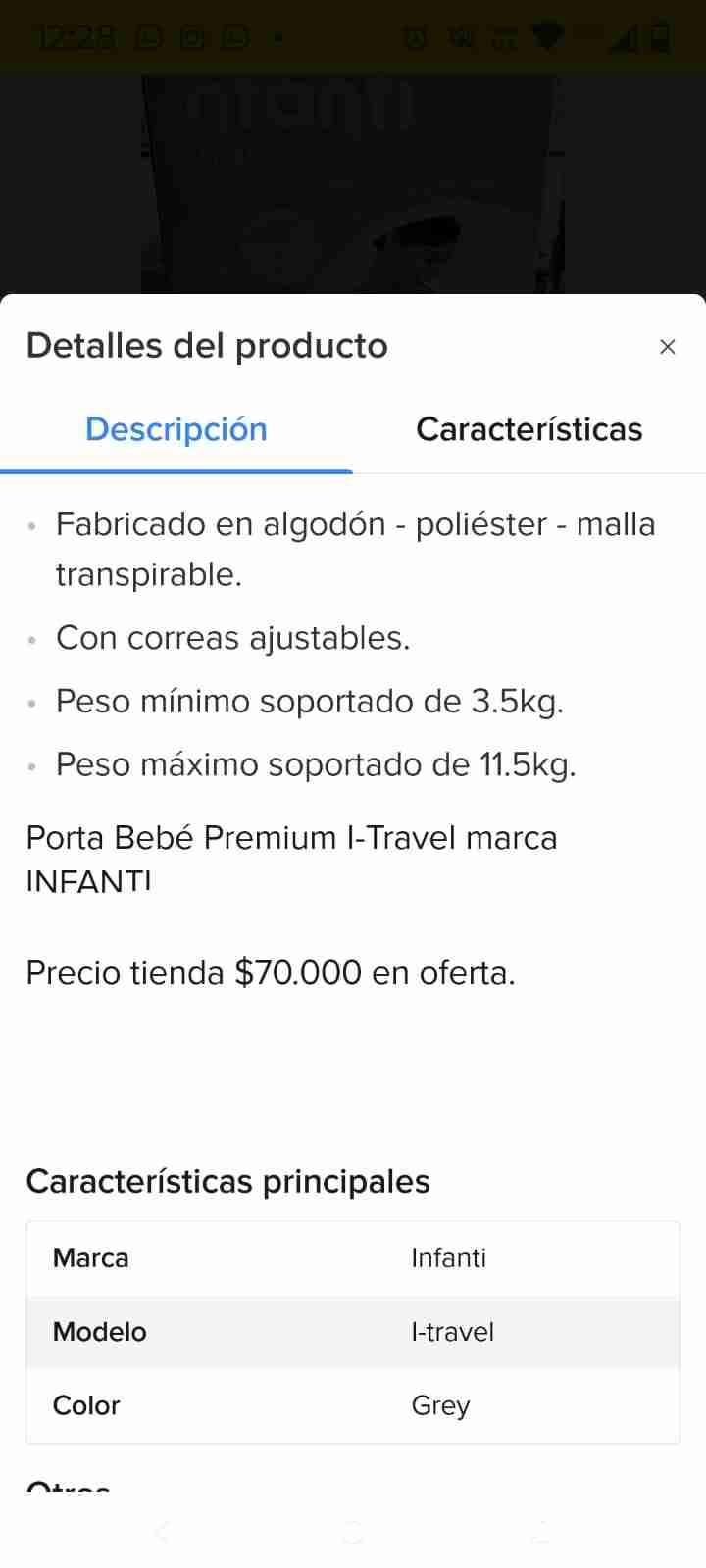 Mochila porta bebé gris resistente - miniatura 6