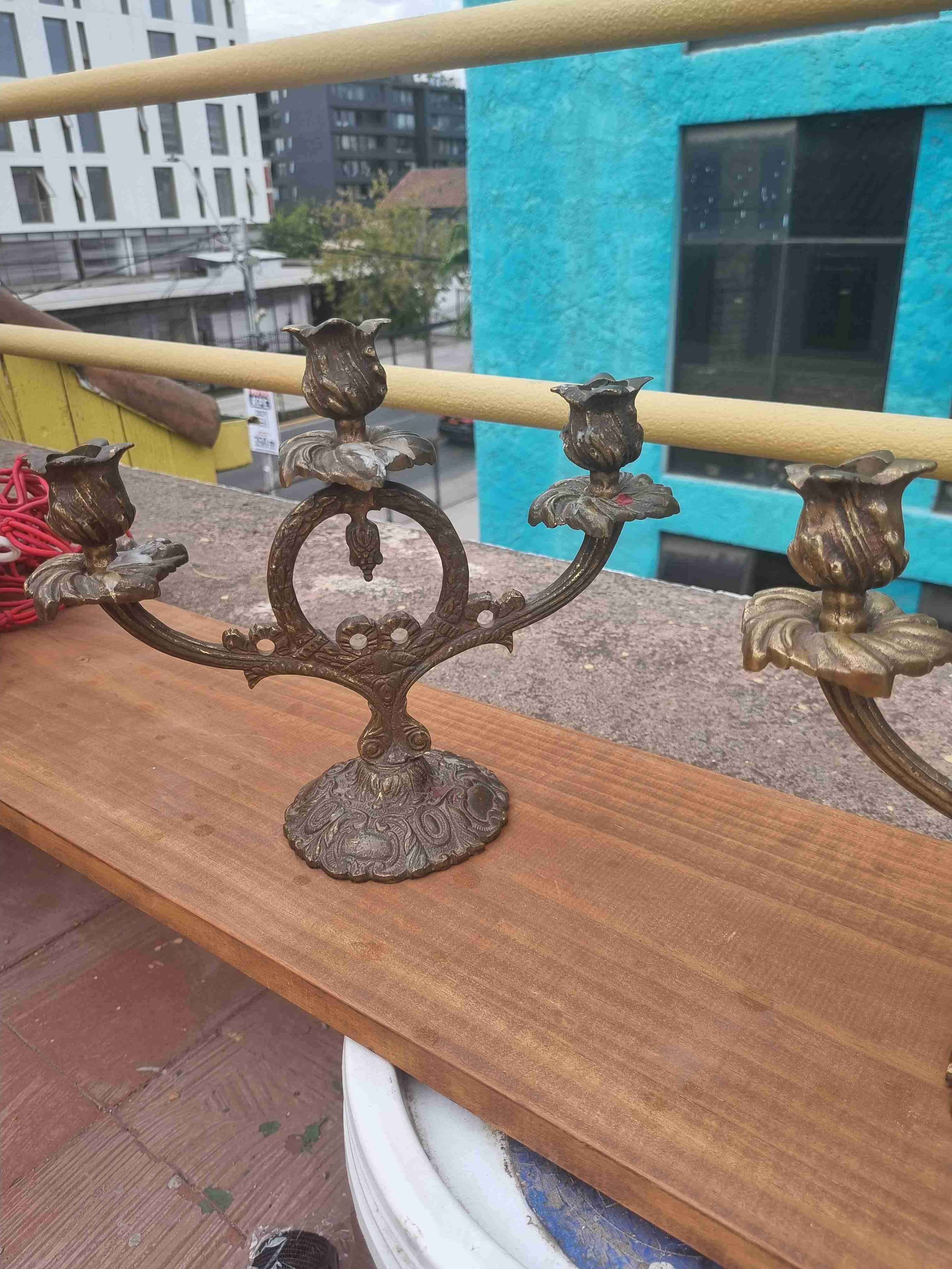 Candelabros de bronce macizo - miniatura 2