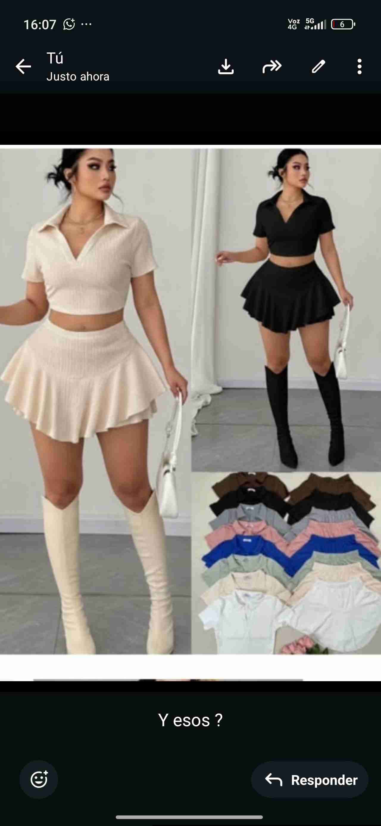 Conjunto falda y top colores variados