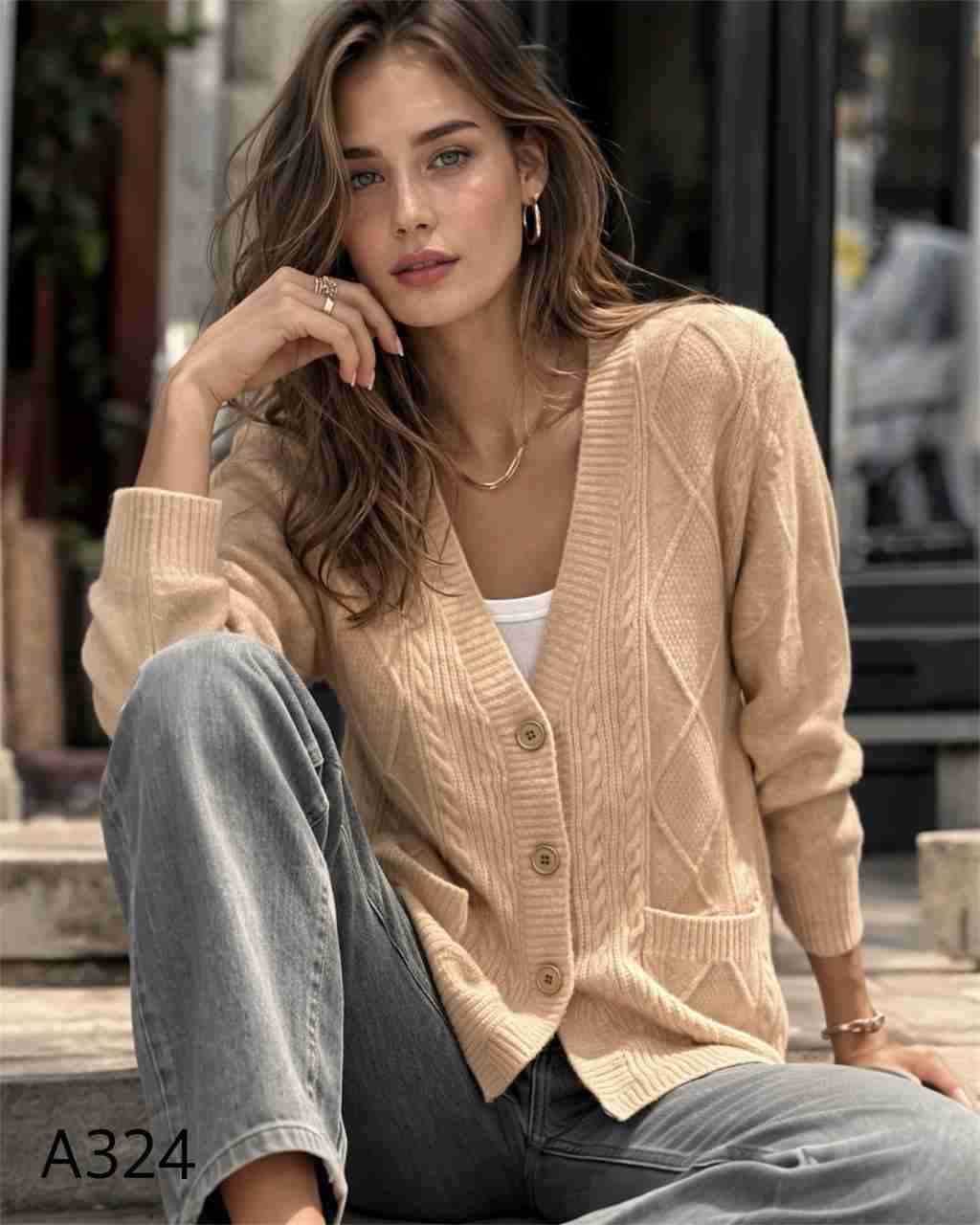 Cardigan rosado tejido - miniatura 2