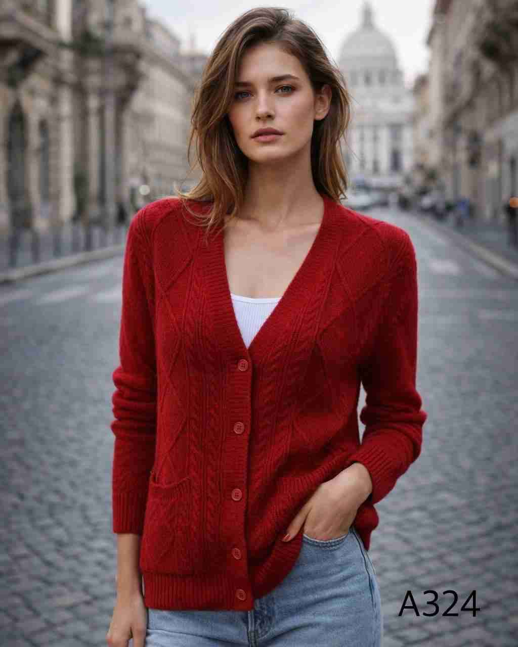 Cardigan rosado tejido - miniatura 3