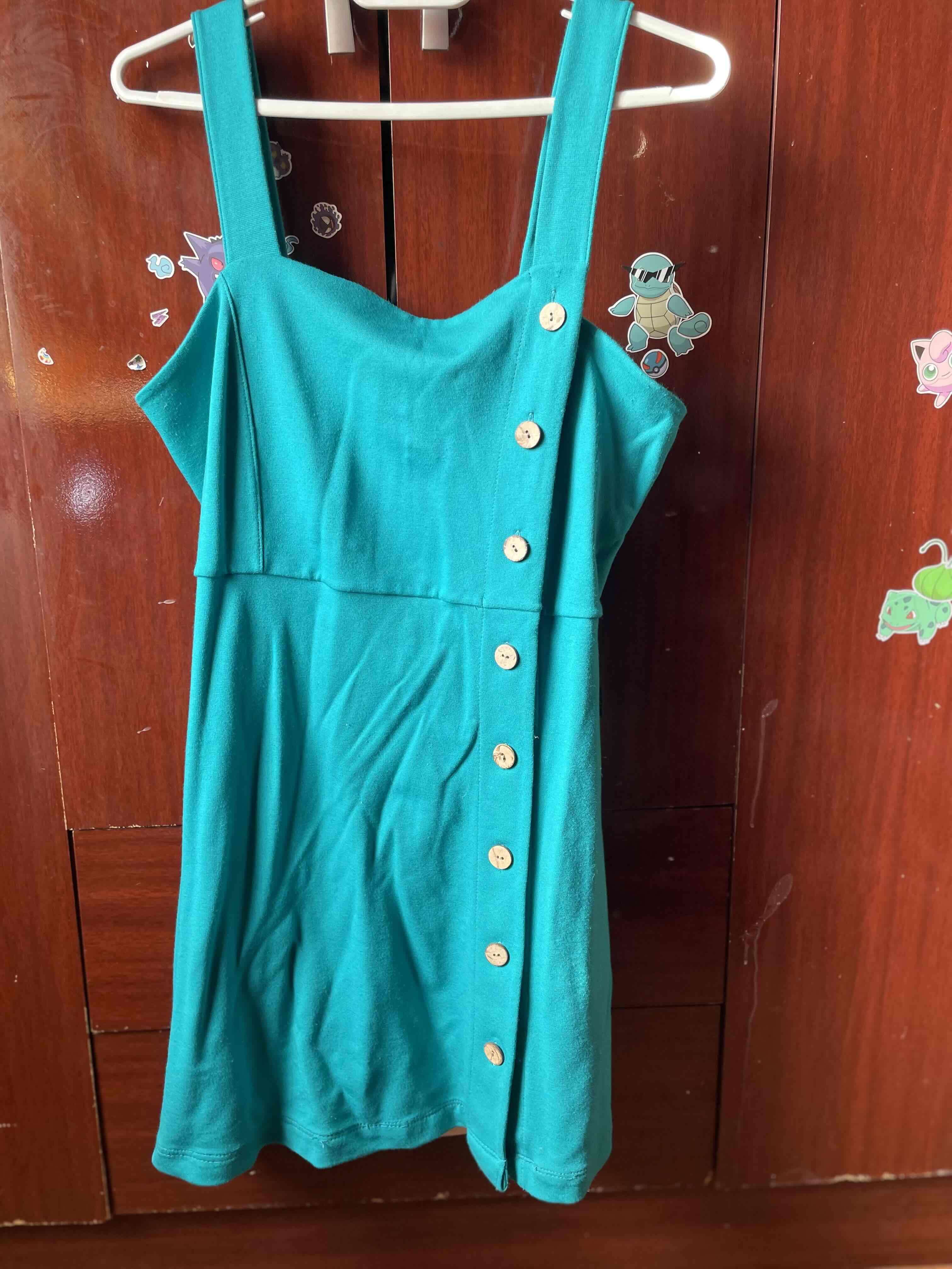 Vestido verde menta con botones - miniatura 2