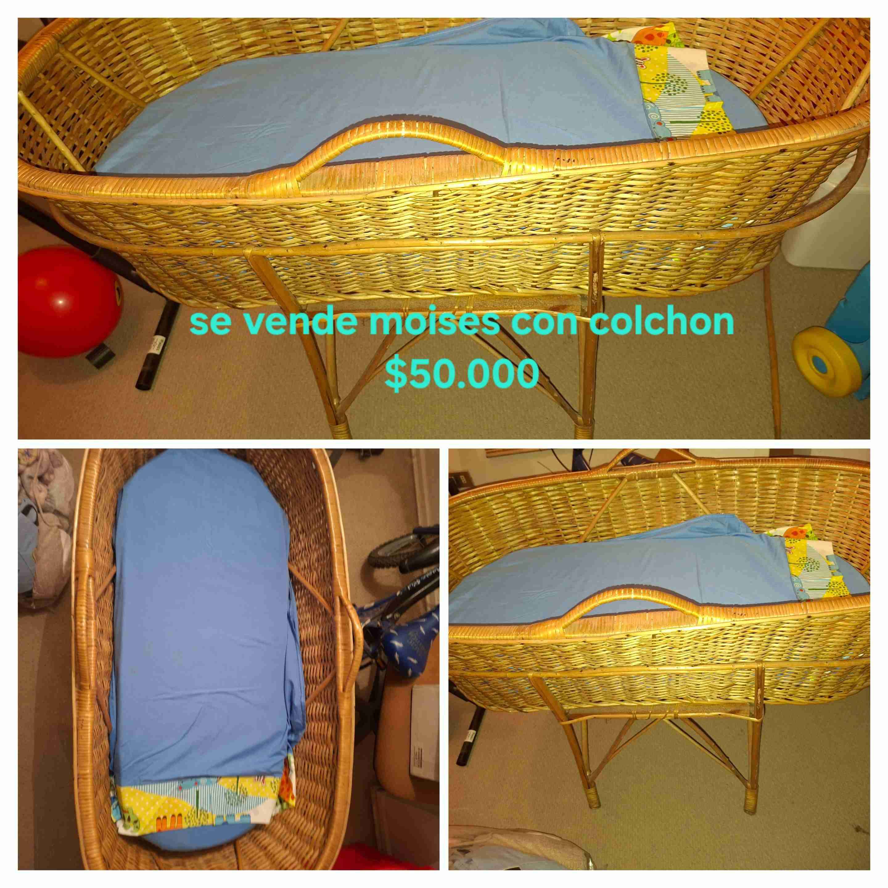 Moises de mimbre con colchón