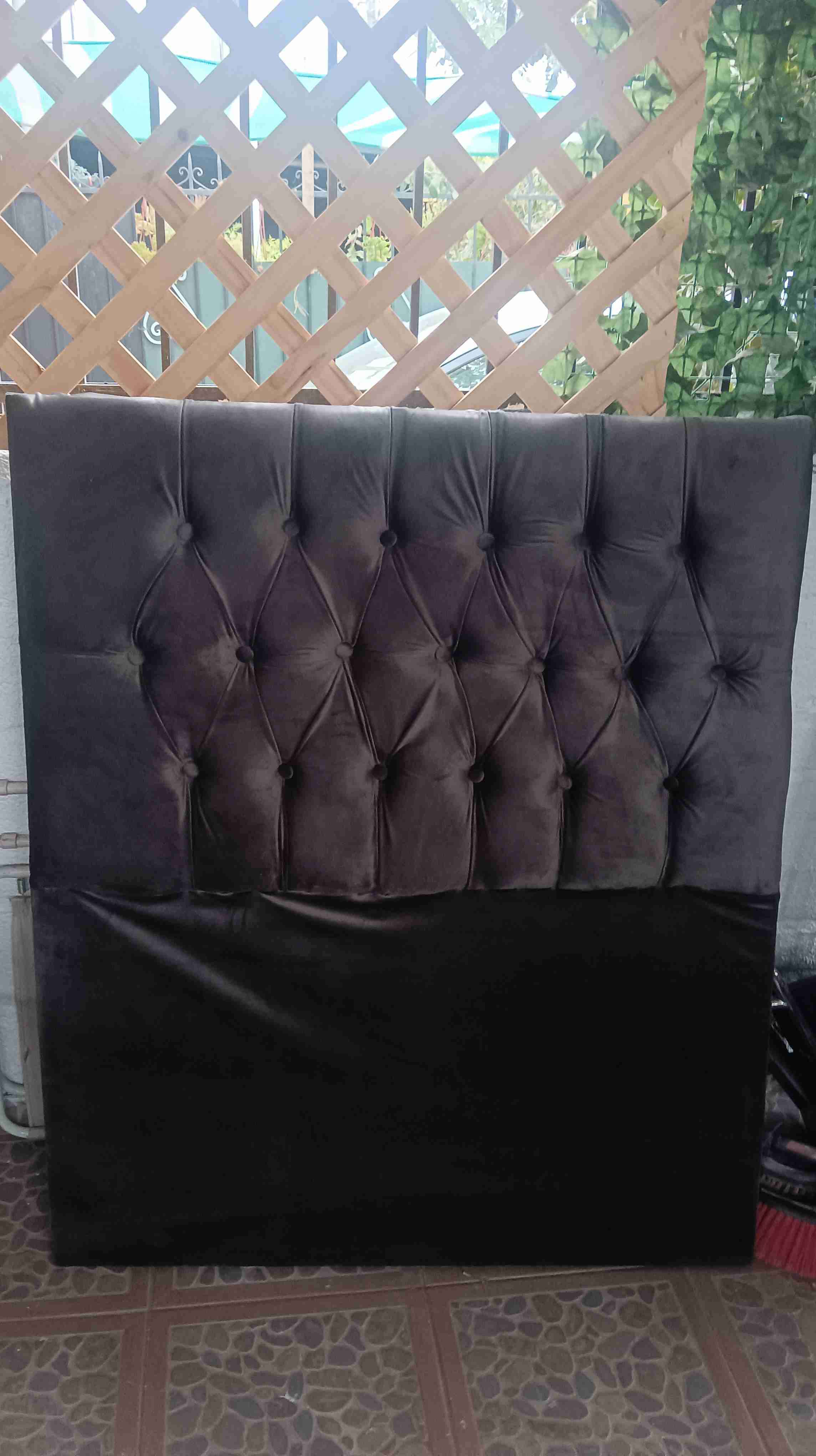 Respaldo de cama marrón 1 plaza y 1/2 - miniatura 2