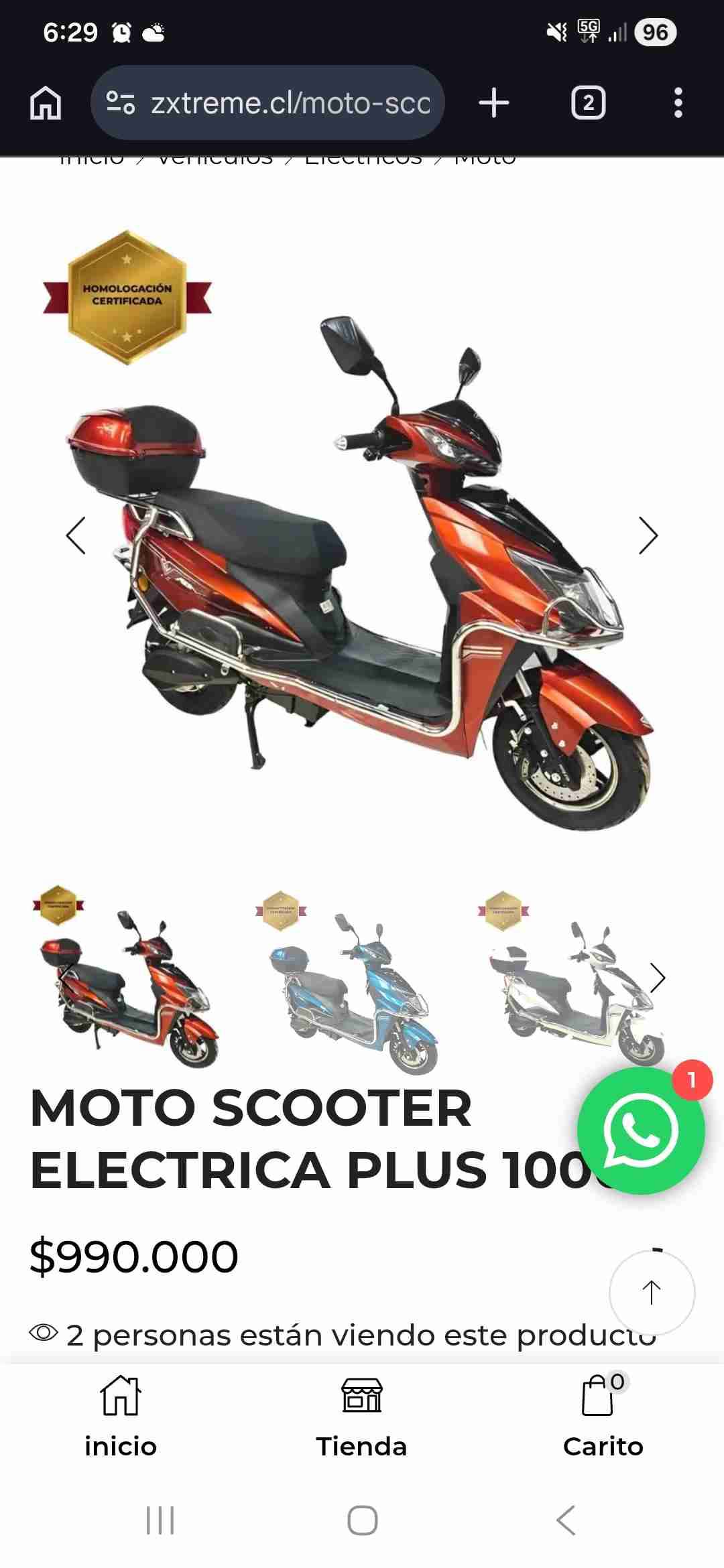 Moto Scooter eléctrico rojo - miniatura 2