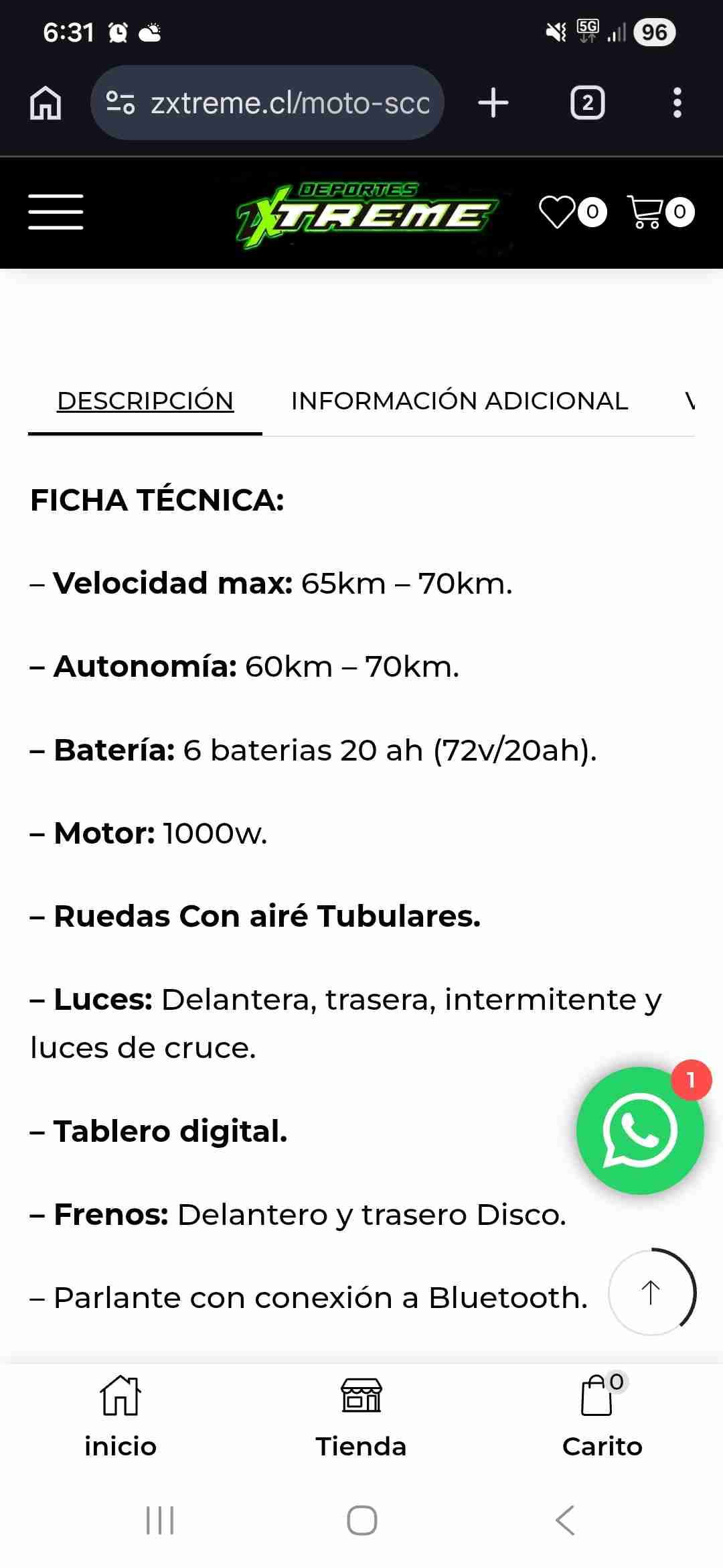 Moto Scooter eléctrico rojo - miniatura 3