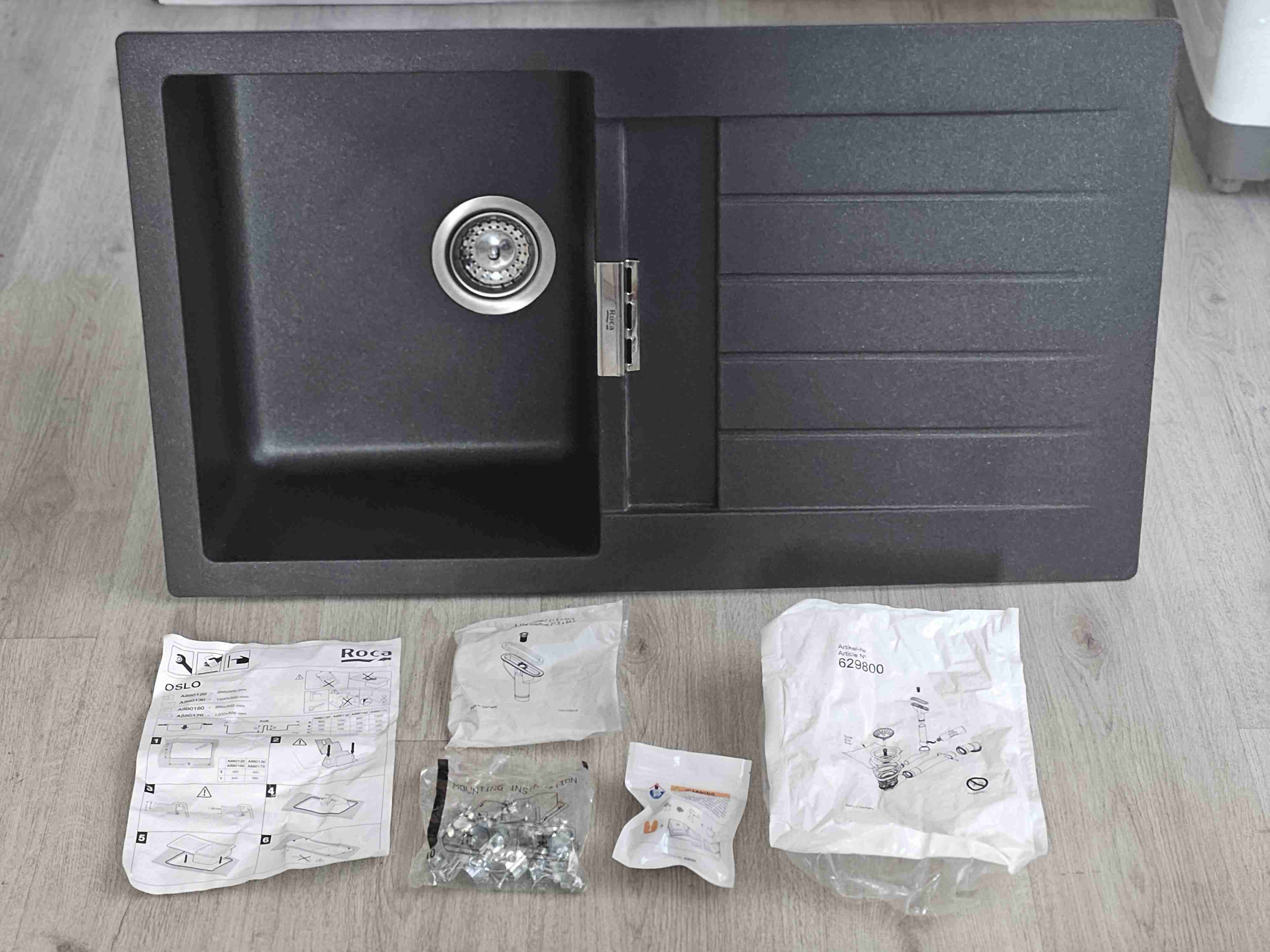 Lavaplatos de cocina negro Roca