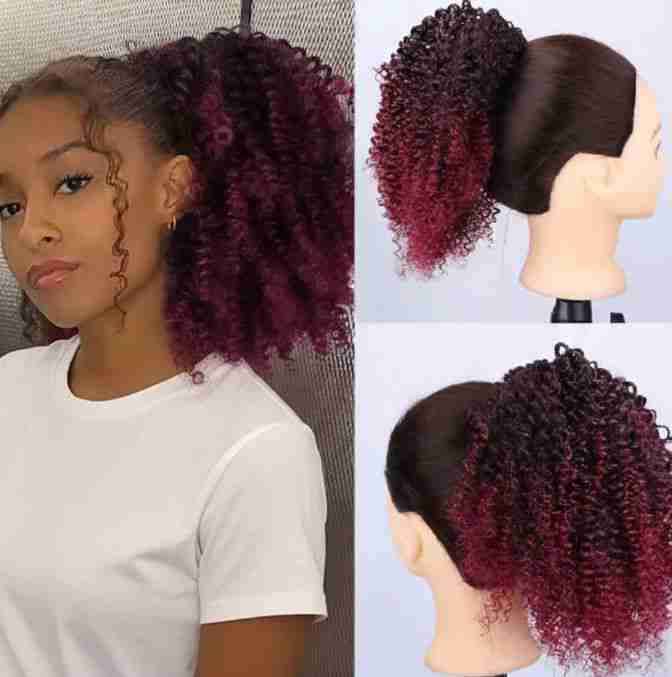 Extensión de cabello rizado burdeos