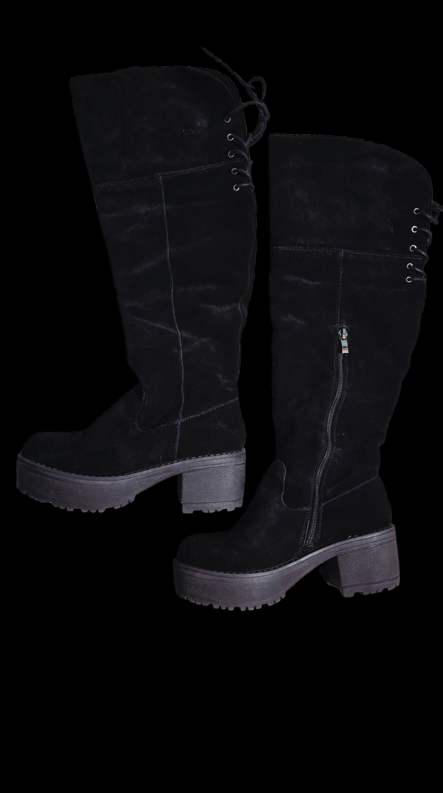 Botas largas negras de gamuza