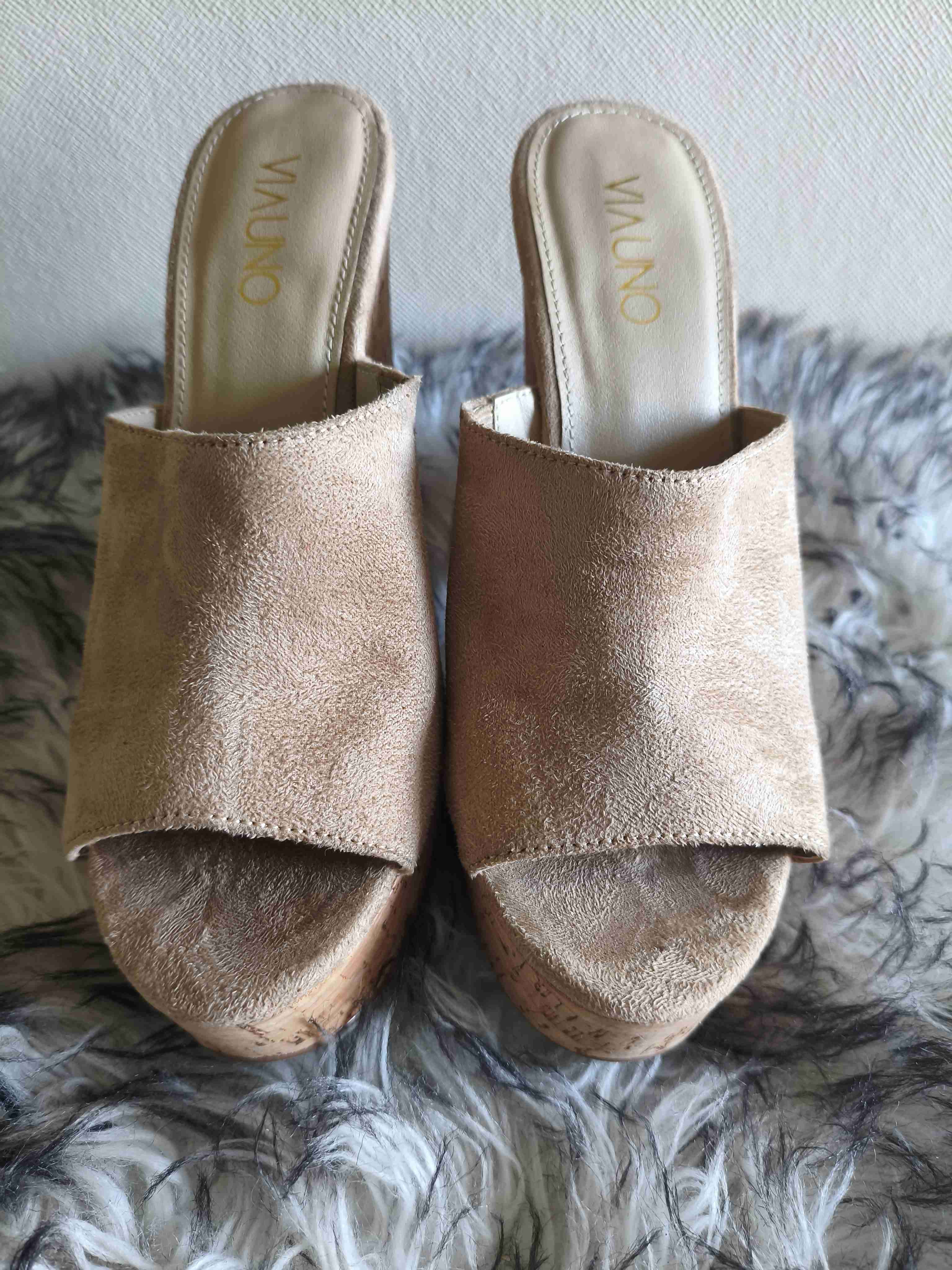 Sandalias taco corcho beige - miniatura 3