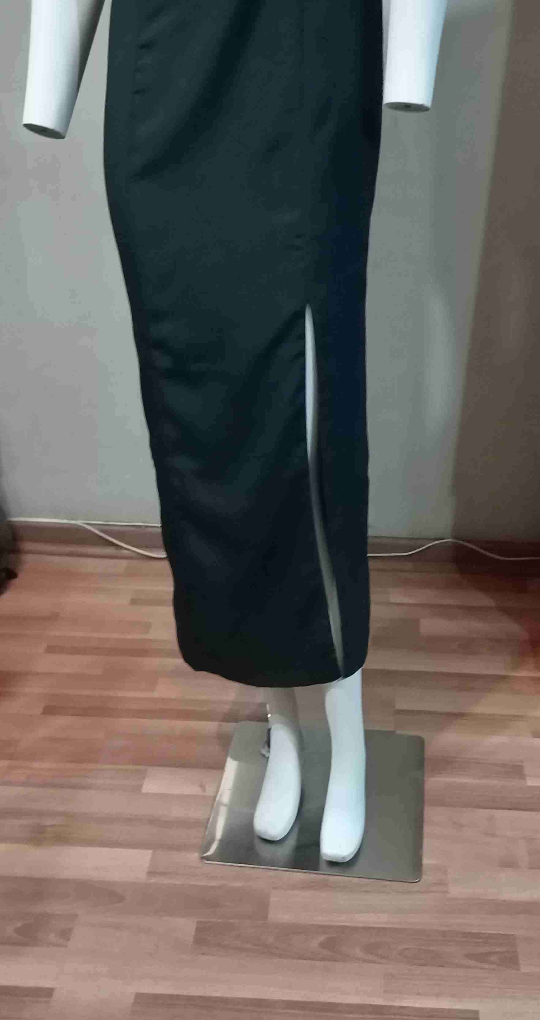 Vestido largo verde botella con abertura - miniatura 2