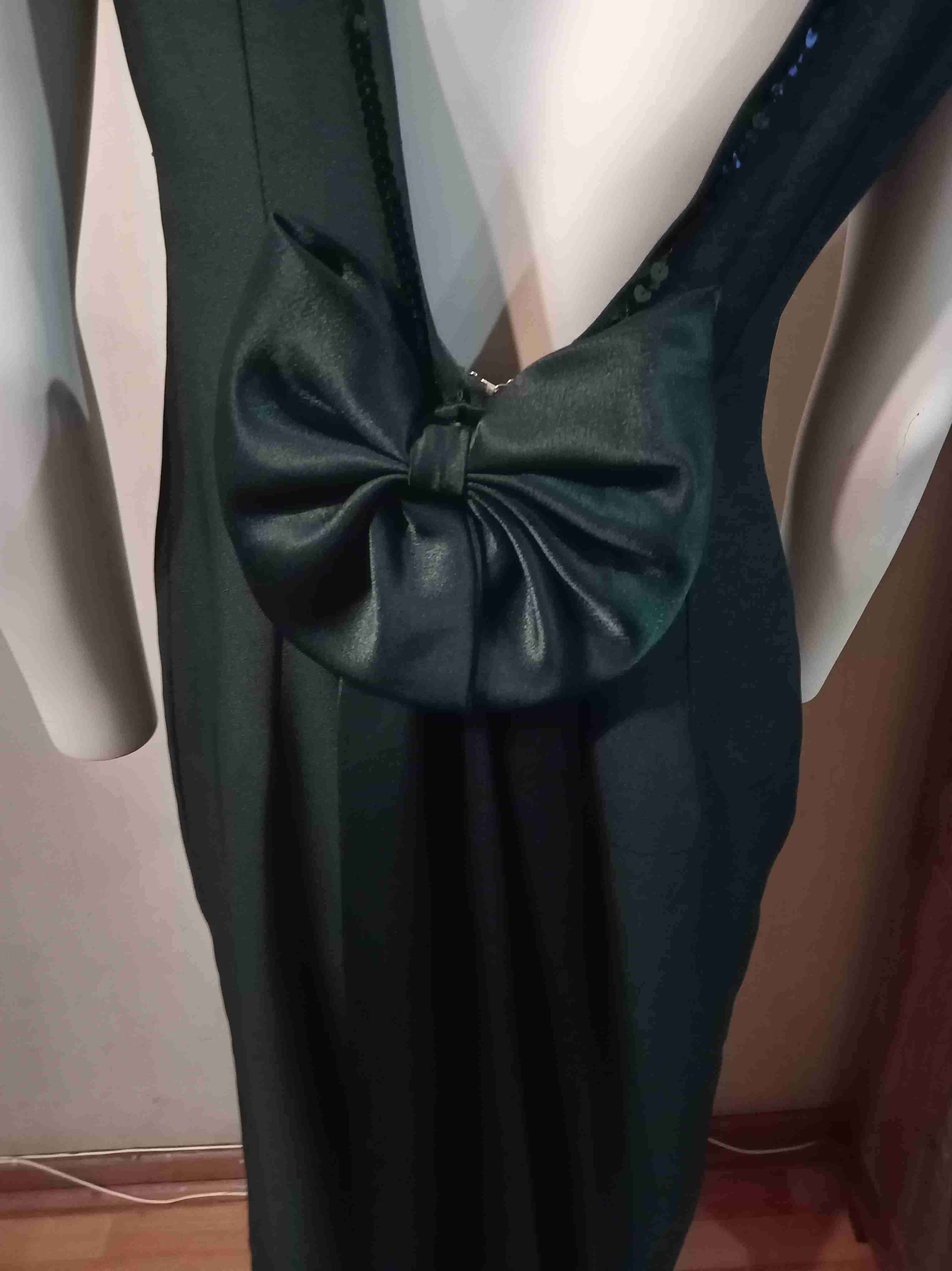 Vestido largo verde botella con abertura - miniatura 4