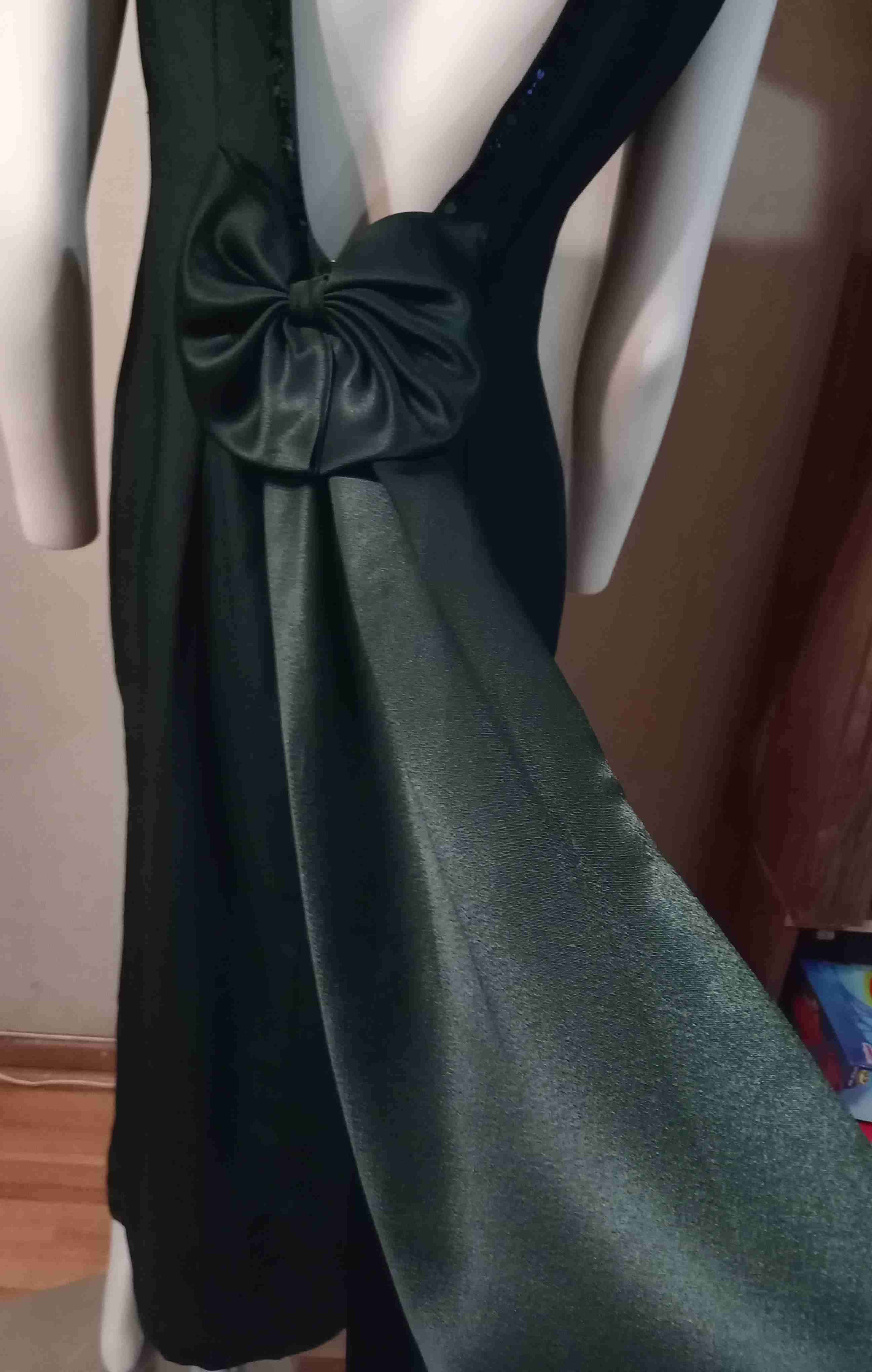 Vestido largo verde botella con abertura - miniatura 5