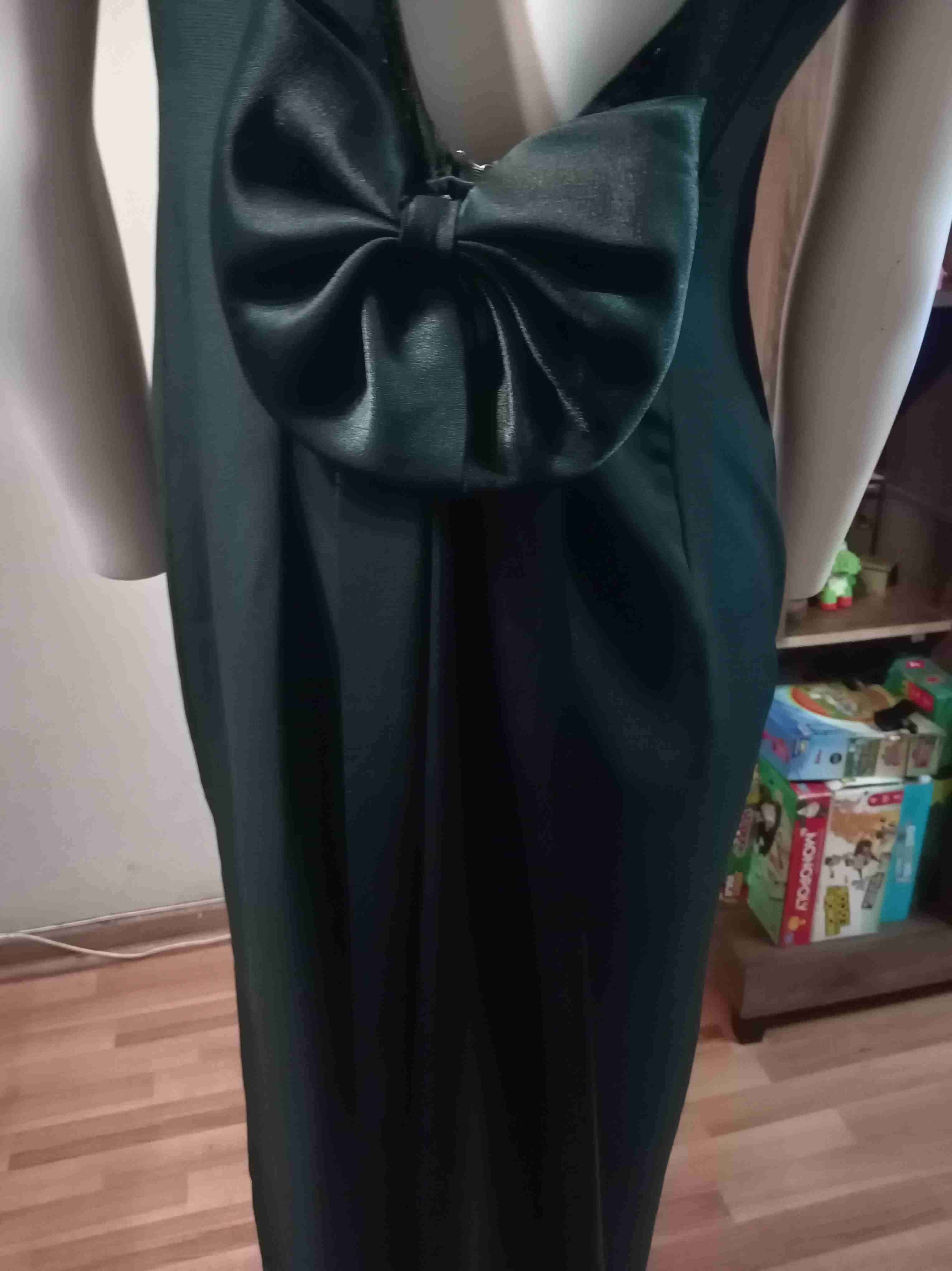 Vestido largo verde botella con abertura - miniatura 6