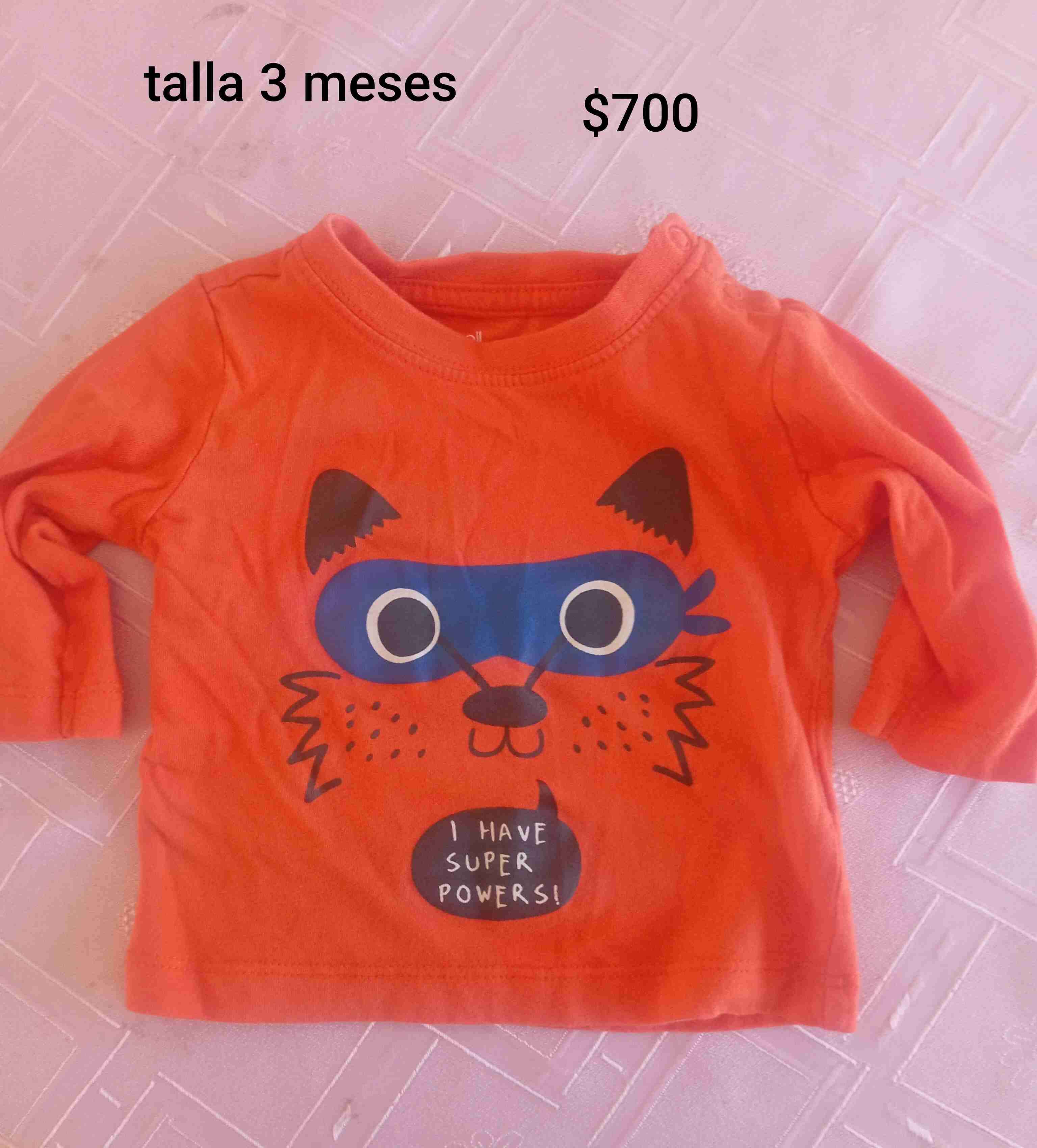 Polera naranja infantil 3 meses