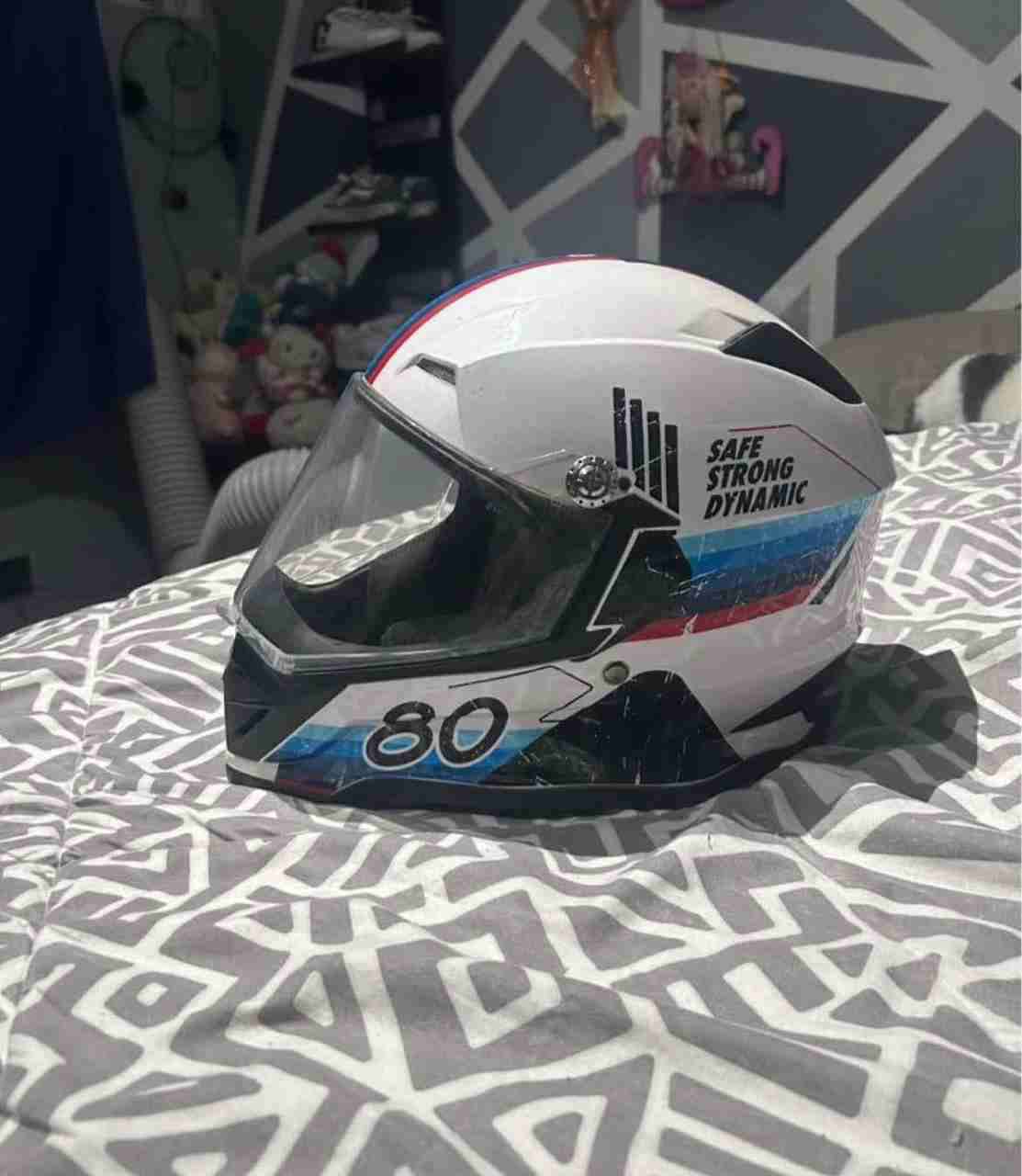Casco integral para moto blanco - miniatura 2