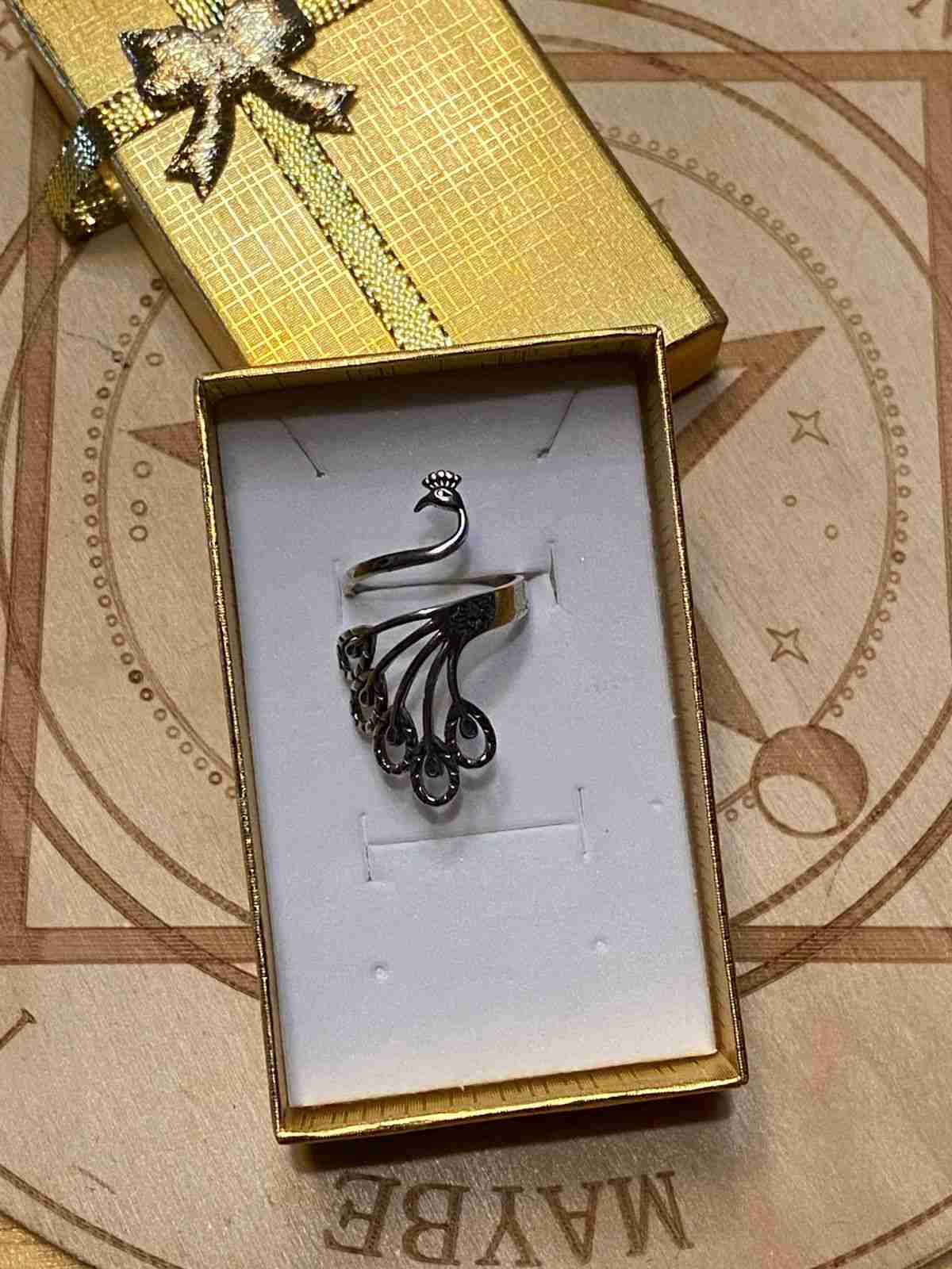Anillo ajustable plata 925 de pavo real - miniatura 2