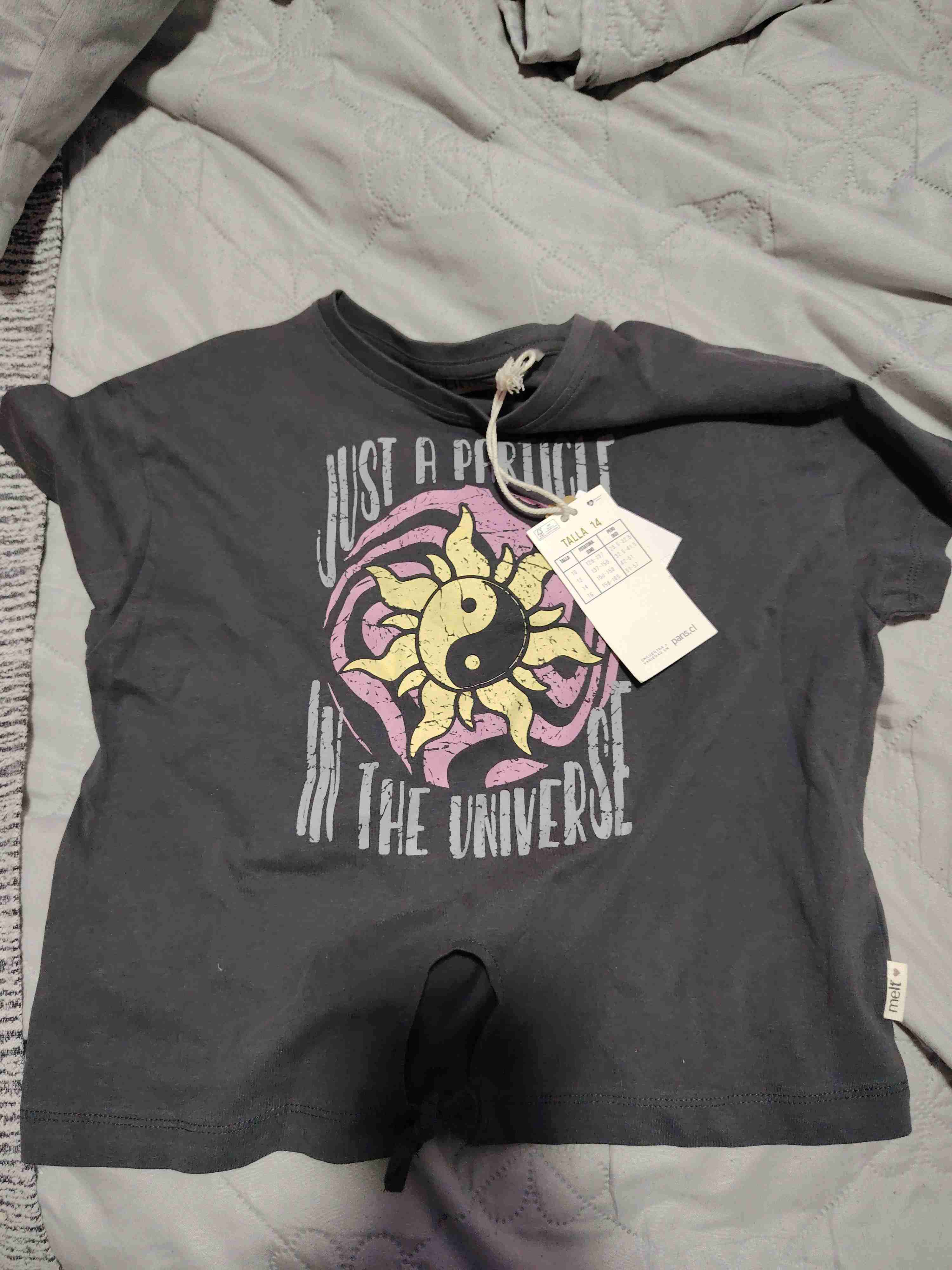 Polera gris con estampado solar