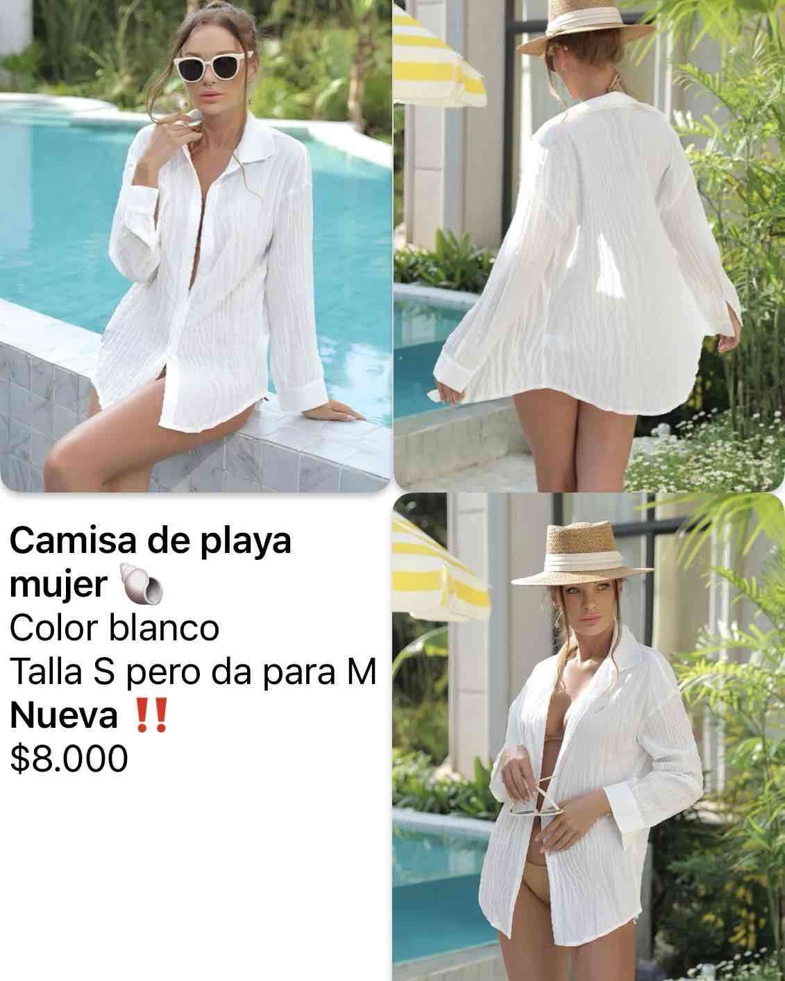 Camisa de playa blanca mujer