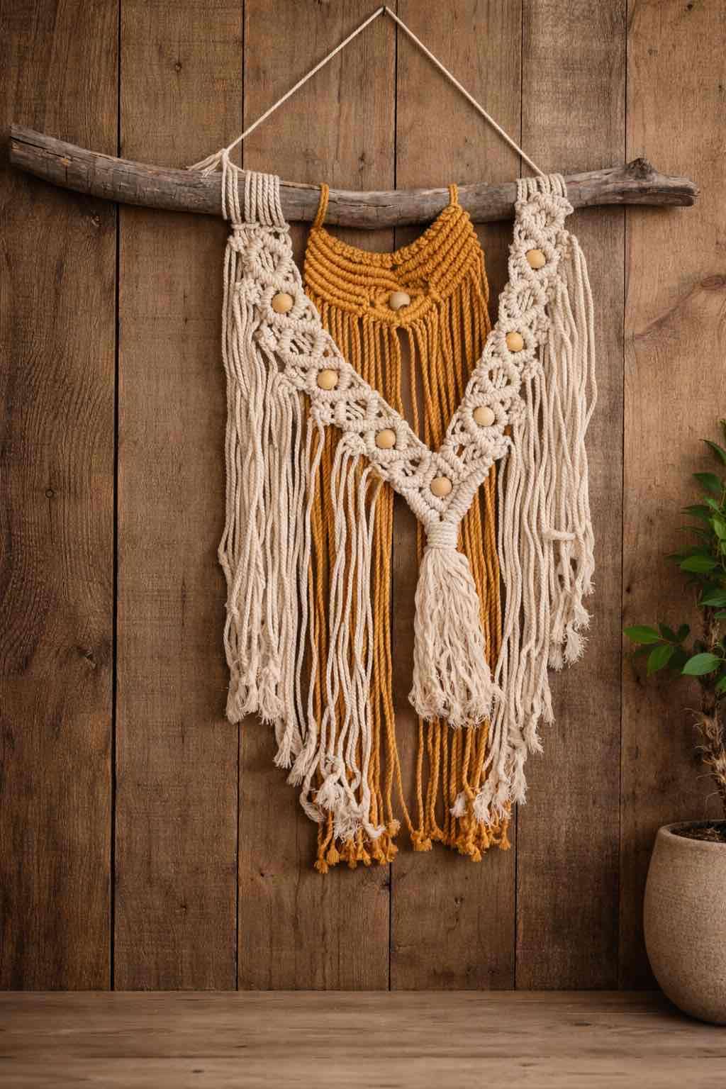 Tapiz de macramé bohemio
