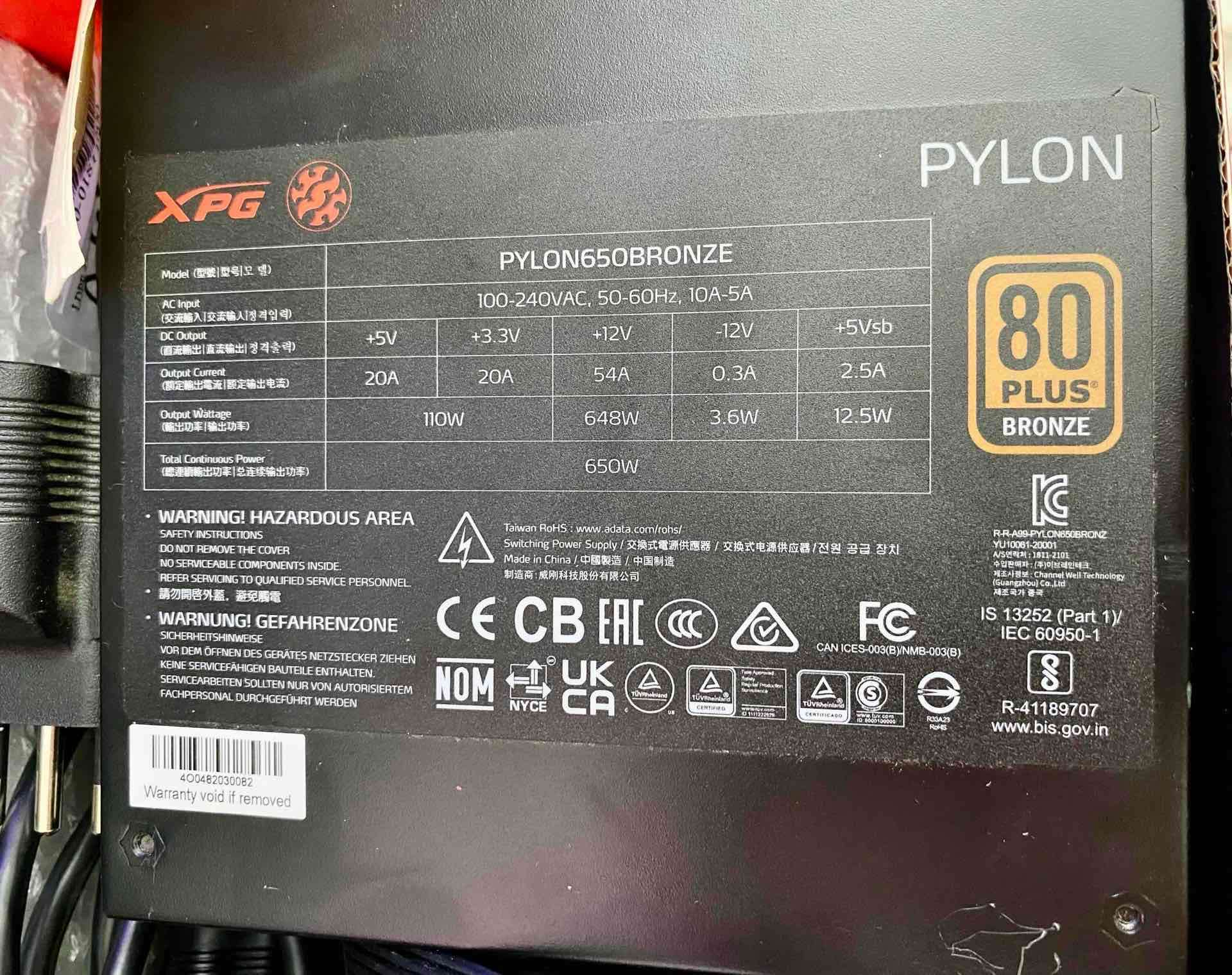 Fuente de poder XPG PYLON 650w BRONZE - miniatura 2