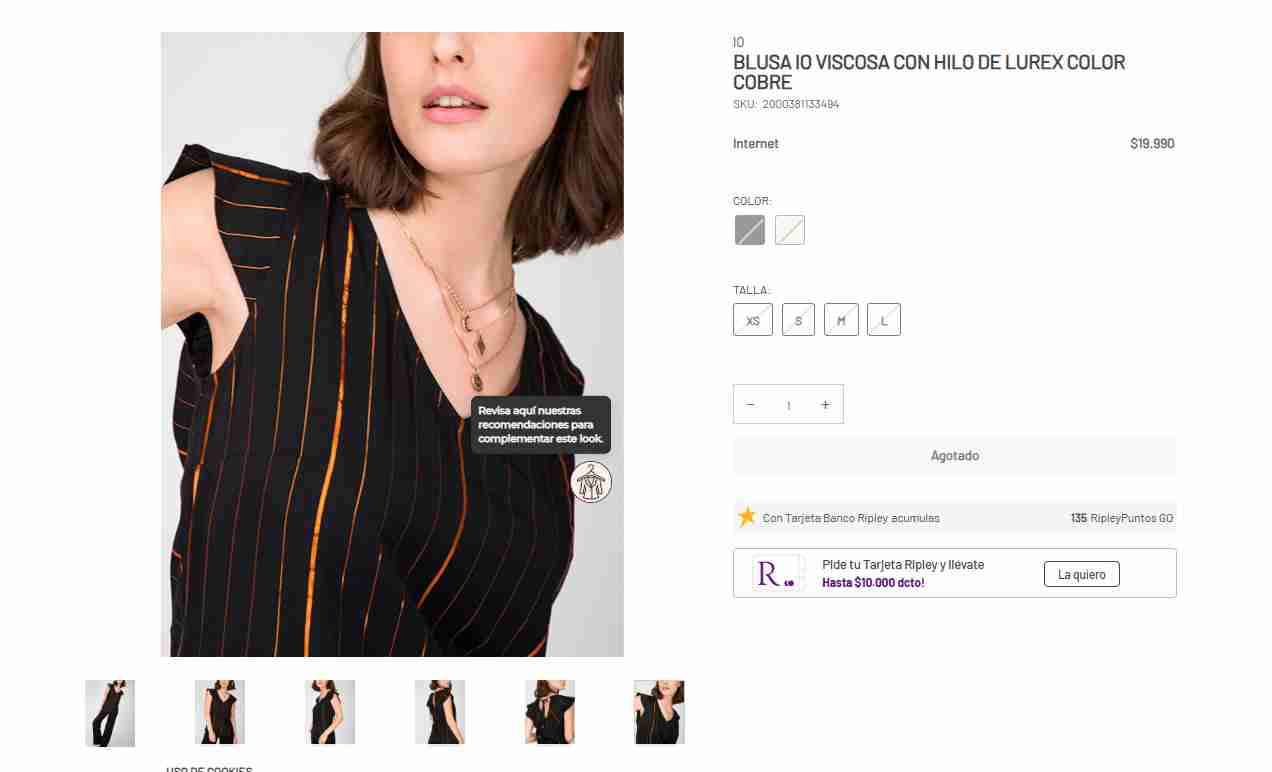 Blusa negra con hilo cobre