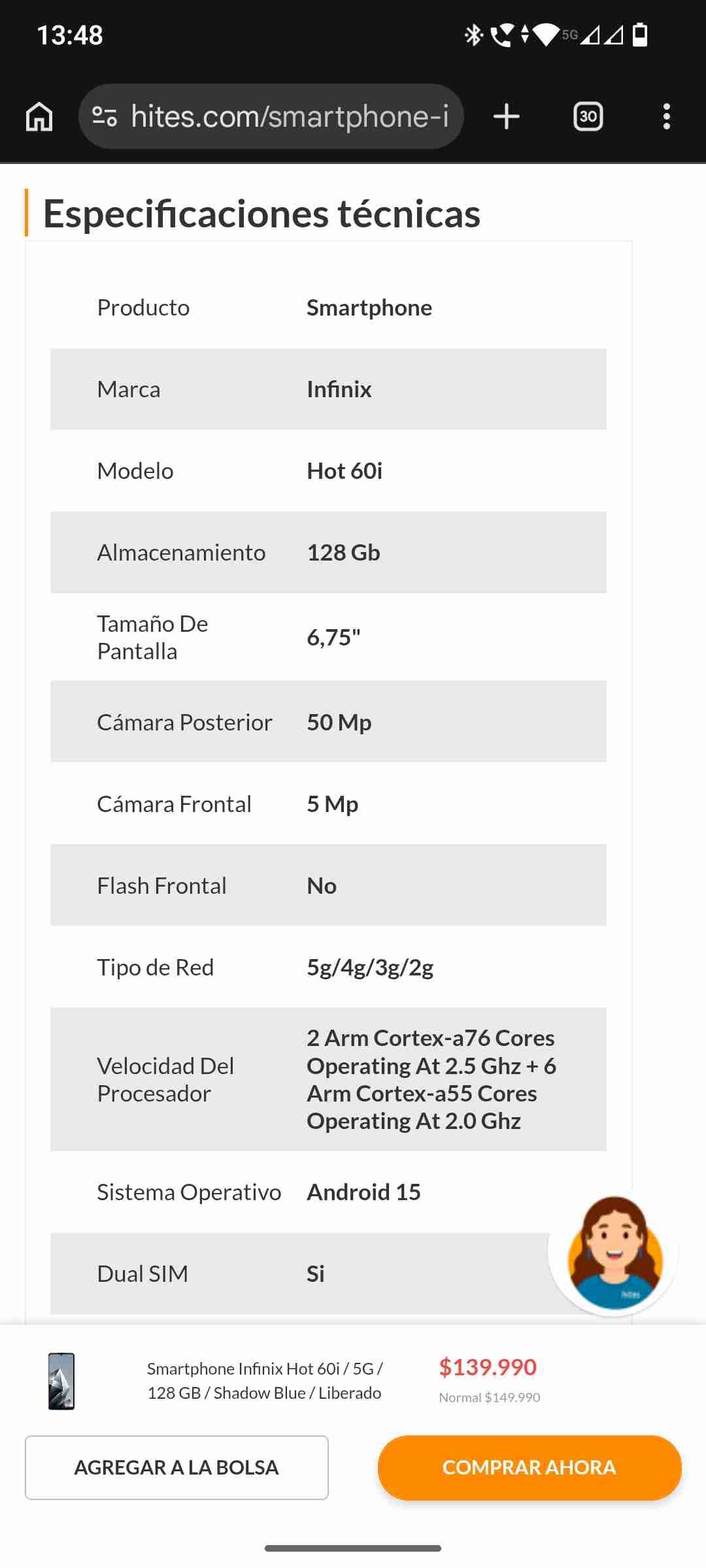 Smartphone Infinix Hot 60i 128GB - miniatura 2