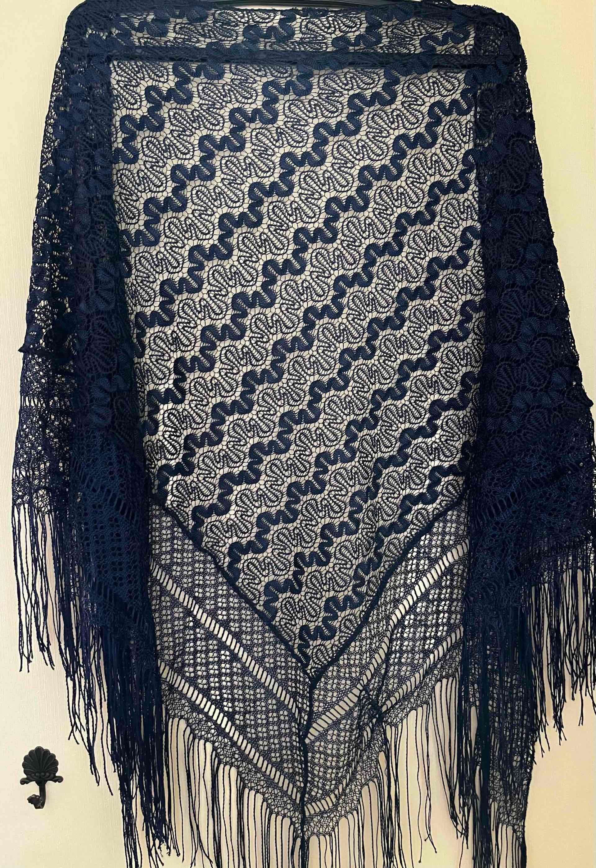 Chal echarpe femenino encaje azul