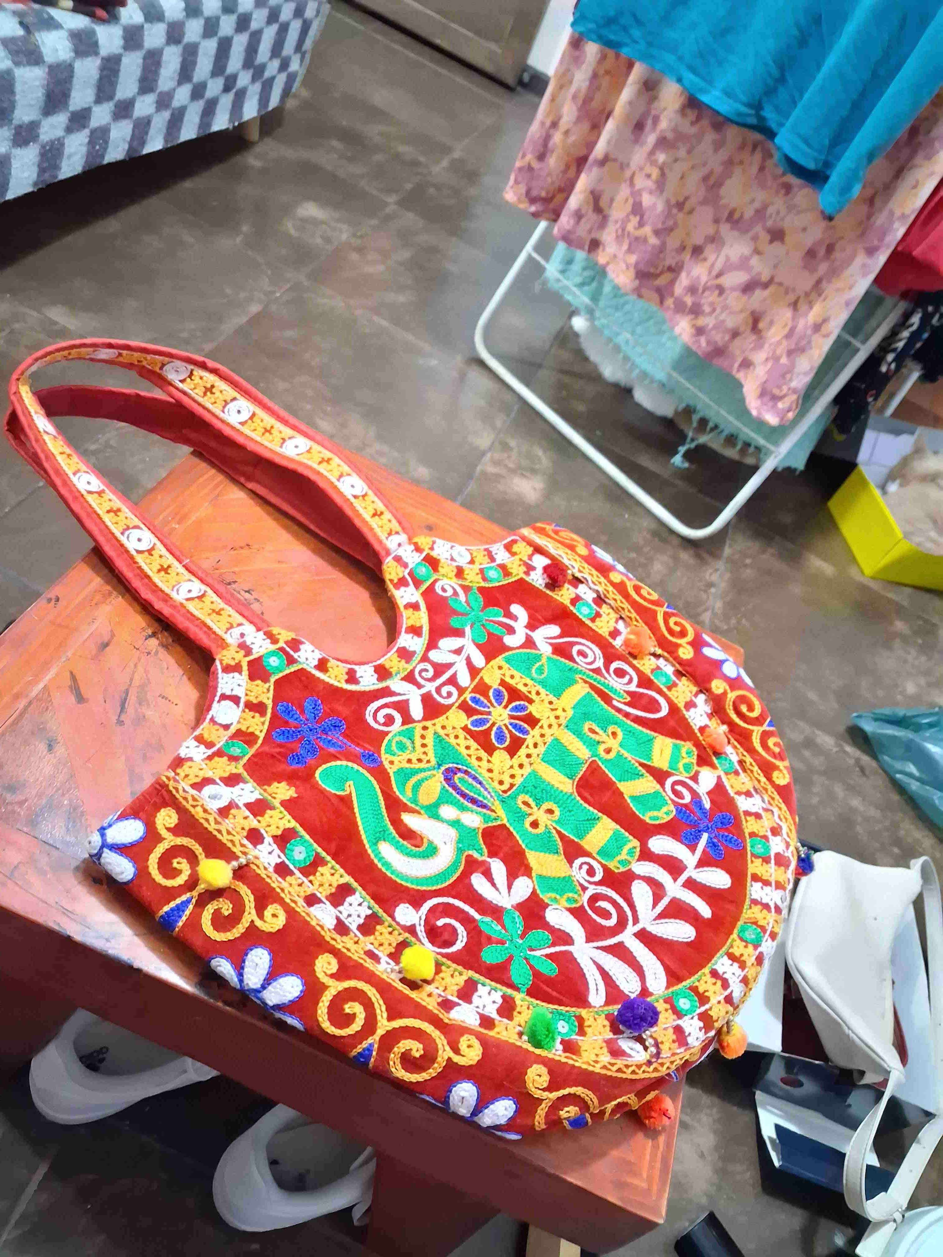 Bolso bohemio bordado con elefante - miniatura 2