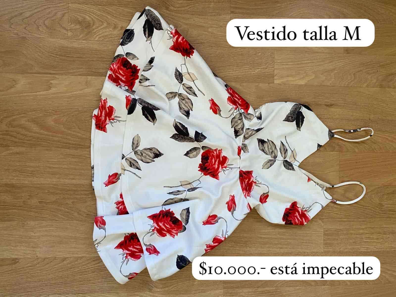 Vestido floral blanco y rojo