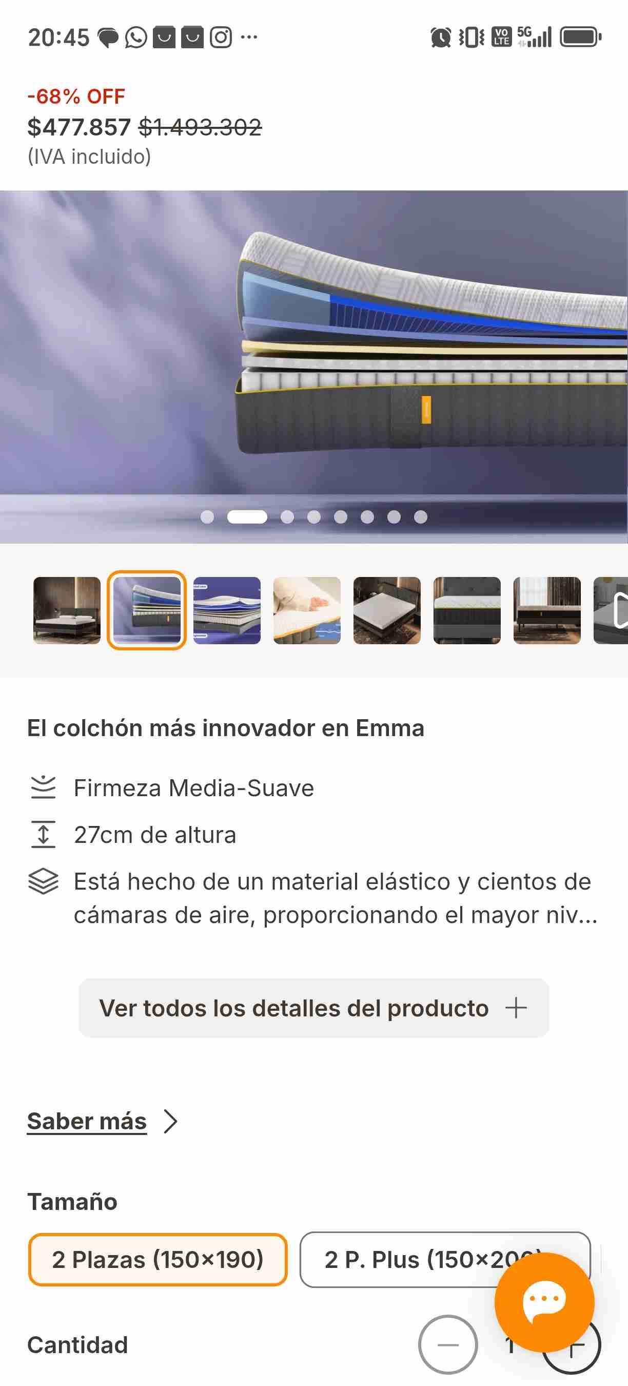 Colchón Emma 2 Plazas