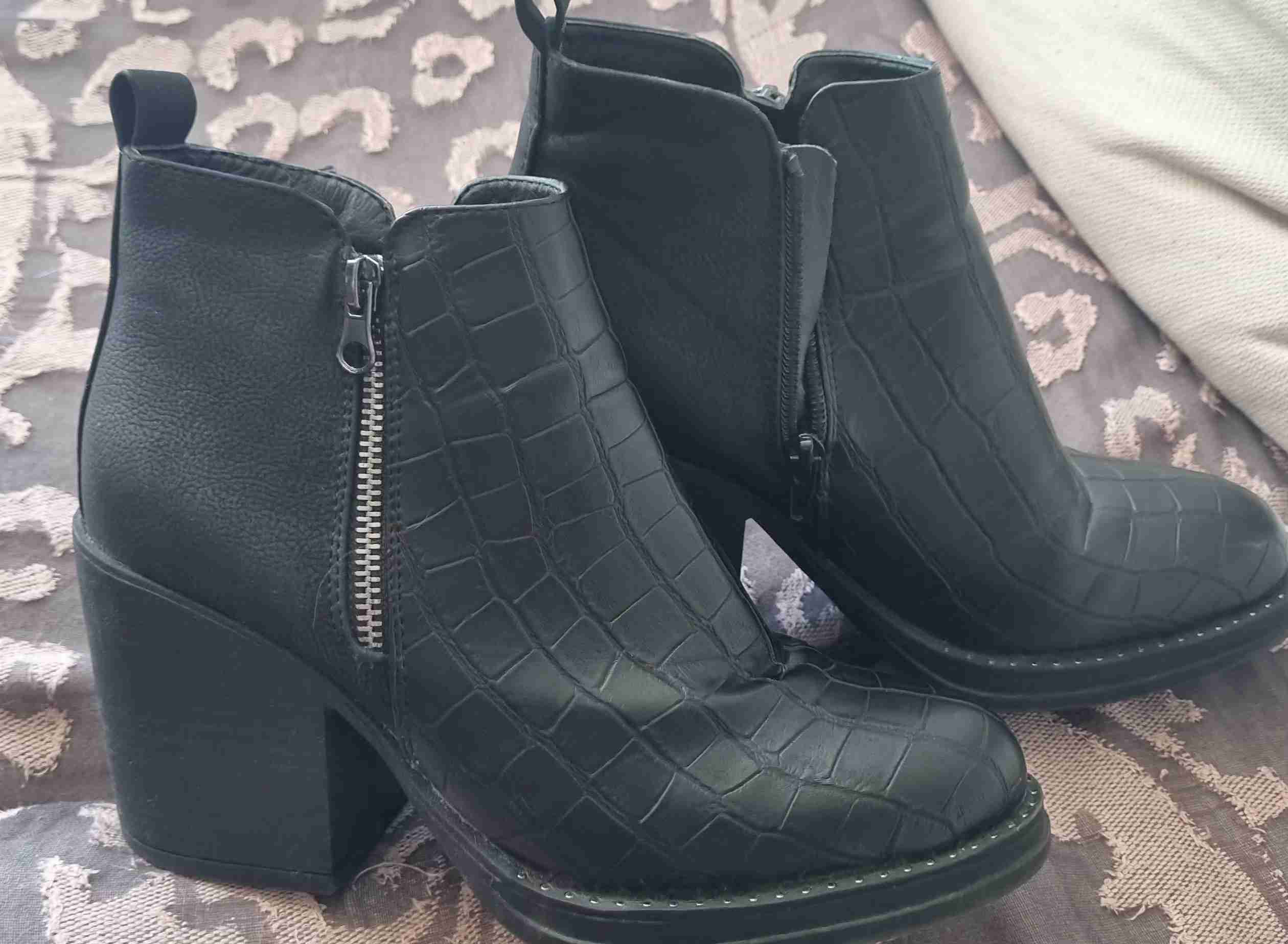 Botines de cuero negros con cierre - miniatura 2