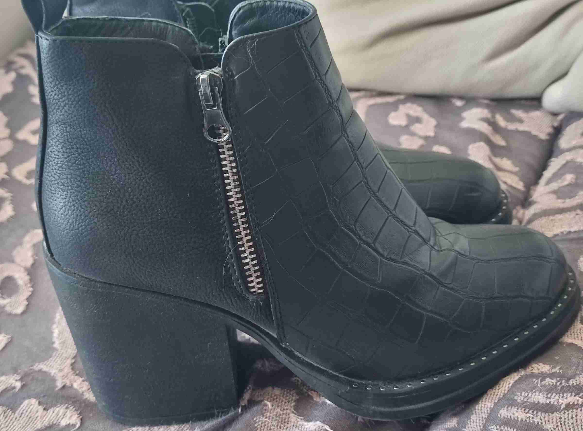 Botines de cuero negros con cierre - miniatura 3