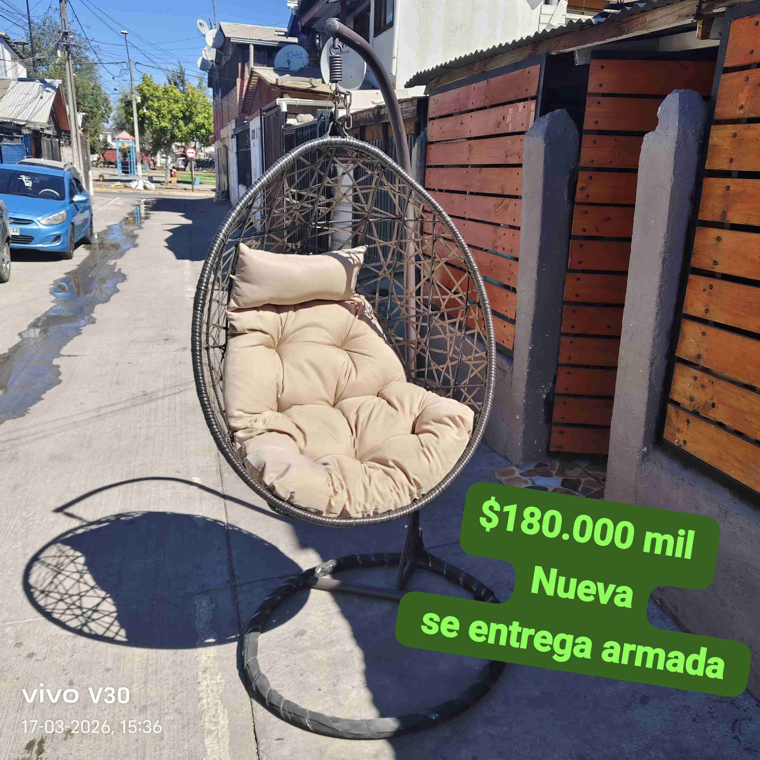 Silla colgante terraza ratán café - miniatura 2