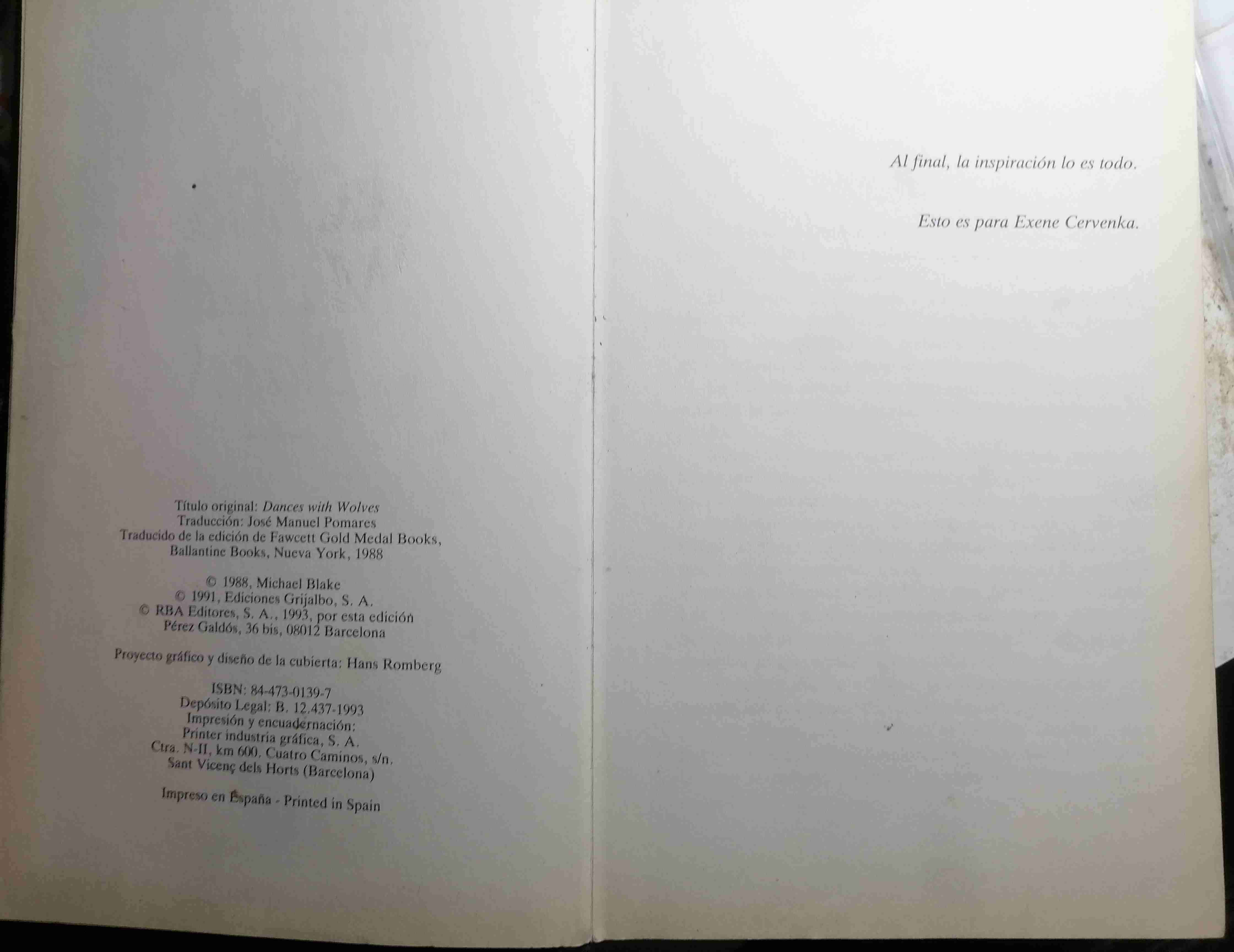 Libro original Bailando con Lobos - miniatura 2