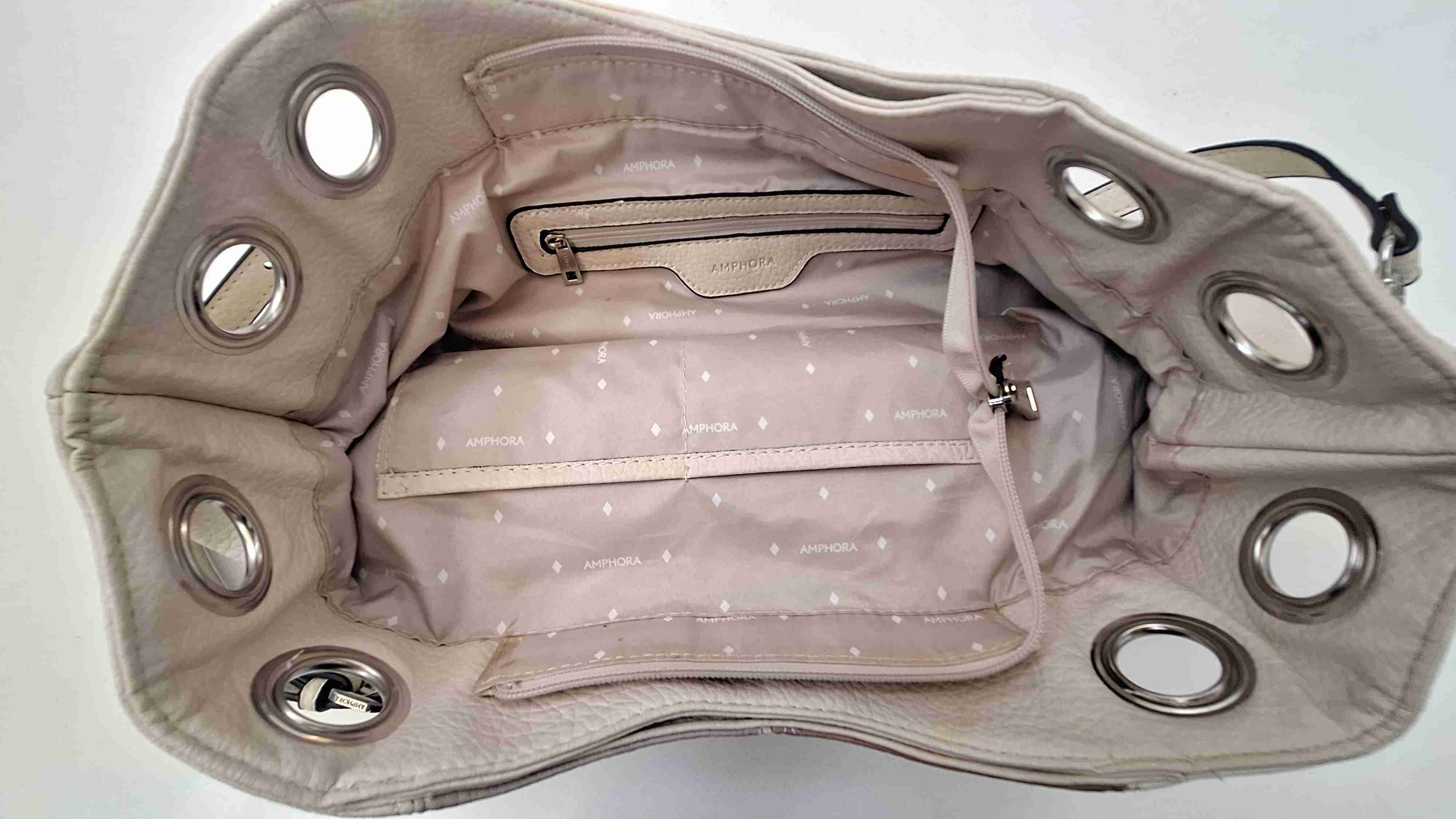 Cartera tricolor con aros metálicos Amphora - miniatura 4