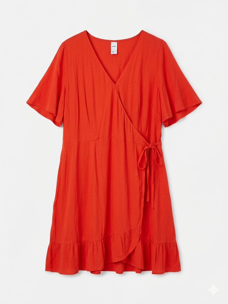 Vestido rojo anaranjado de verano. Marca Anko