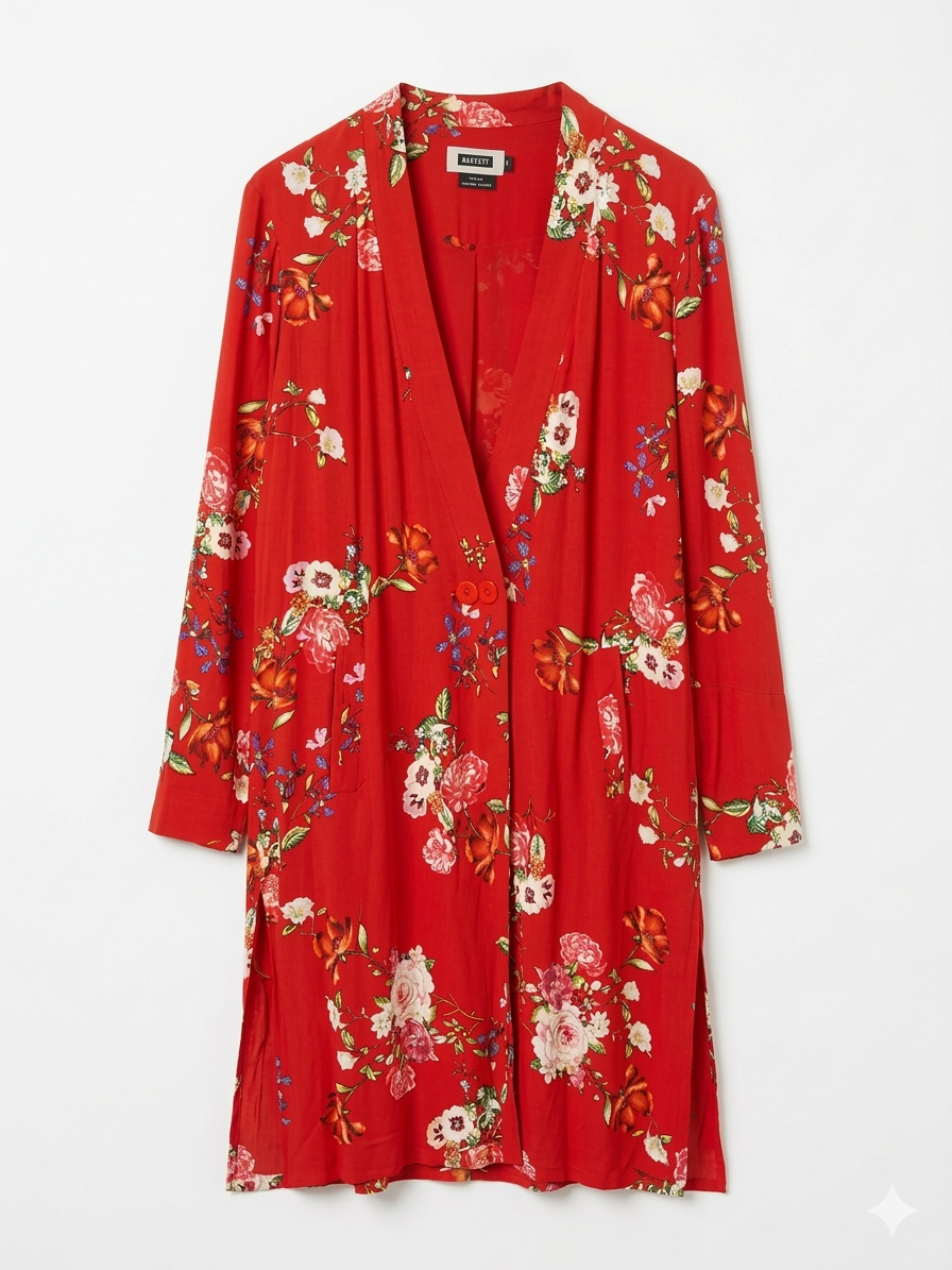 Kimono Basement rojo floral