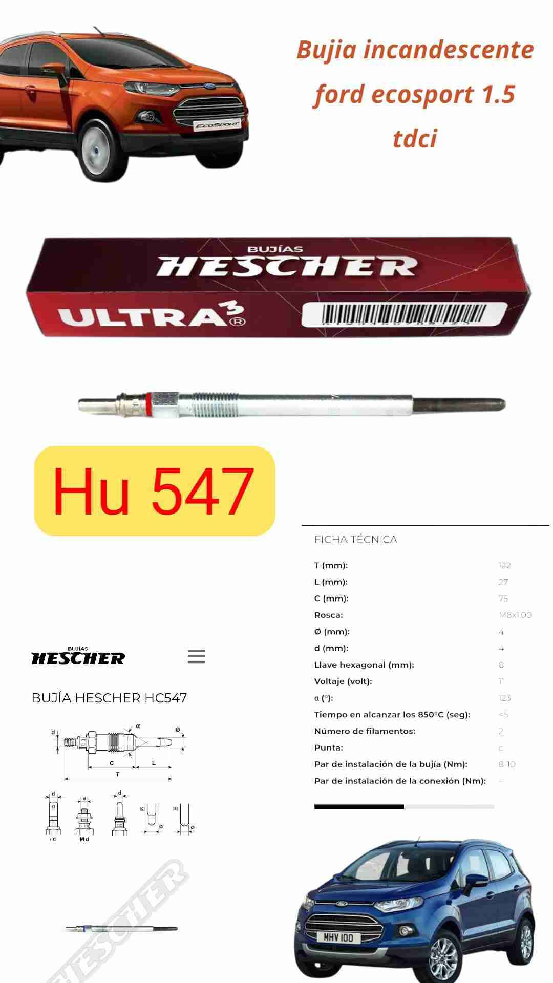 Bujía HESCHER para Ford EcoSport