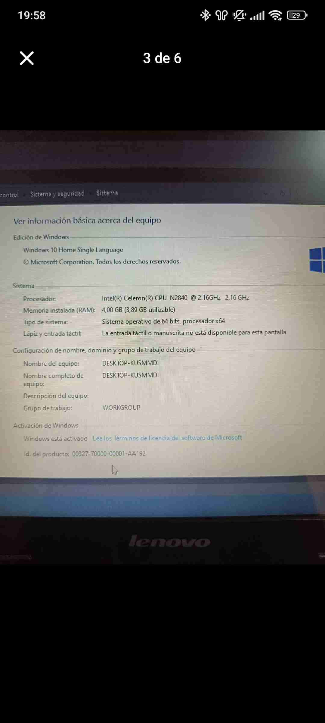 Notebook Lenovo Negro Usado - miniatura 2