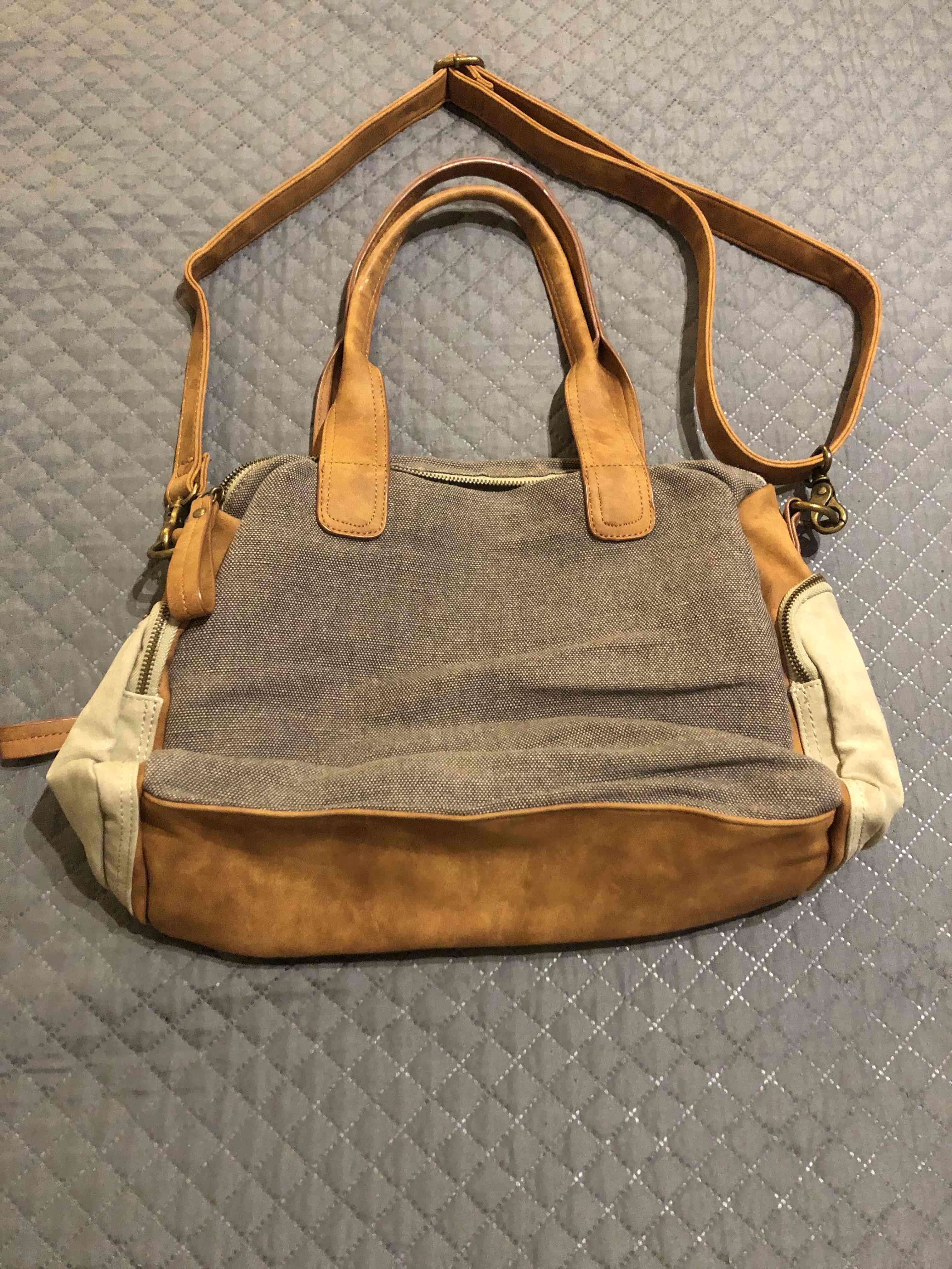 Cartera beige, marrón y gris - miniatura 2