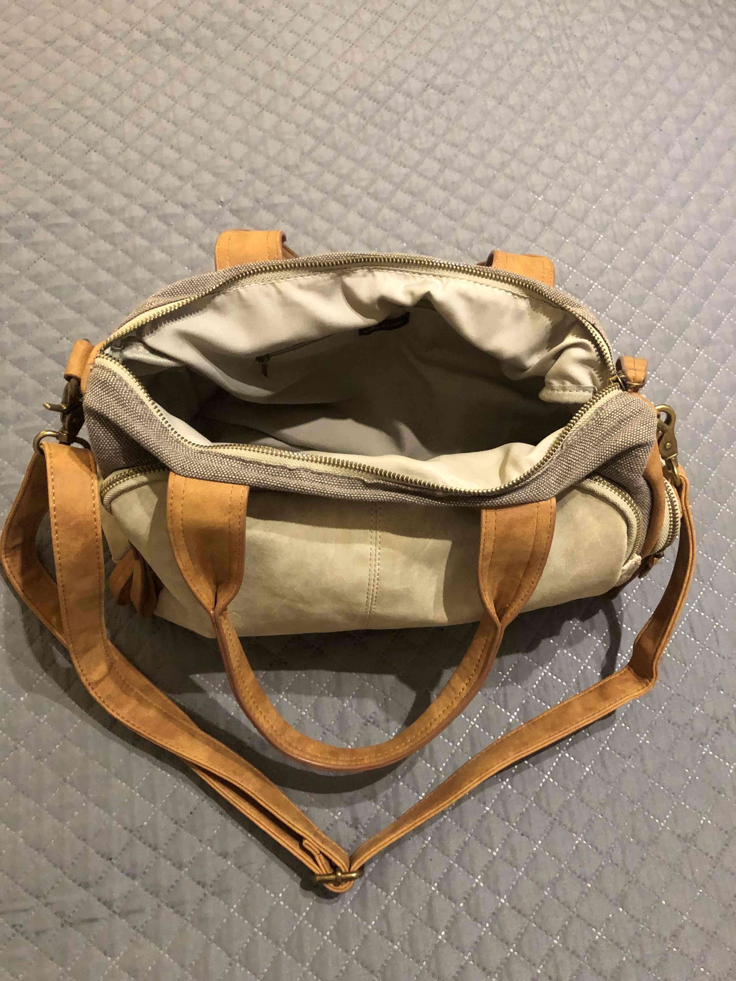 Cartera beige, marrón y gris - miniatura 3