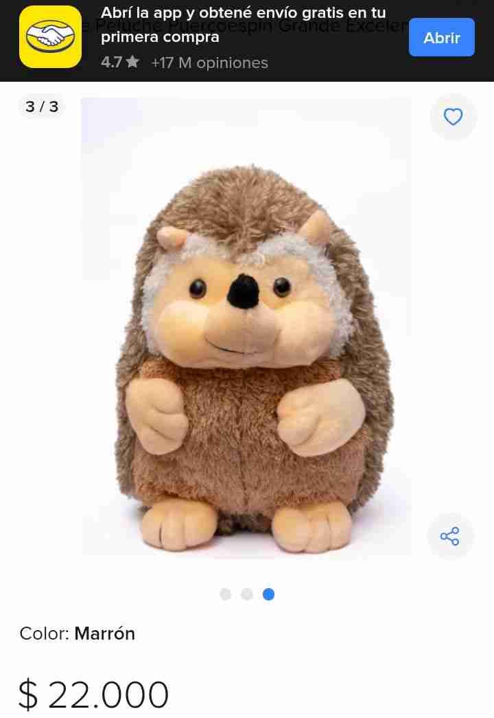 Peluche erizo marrón grande